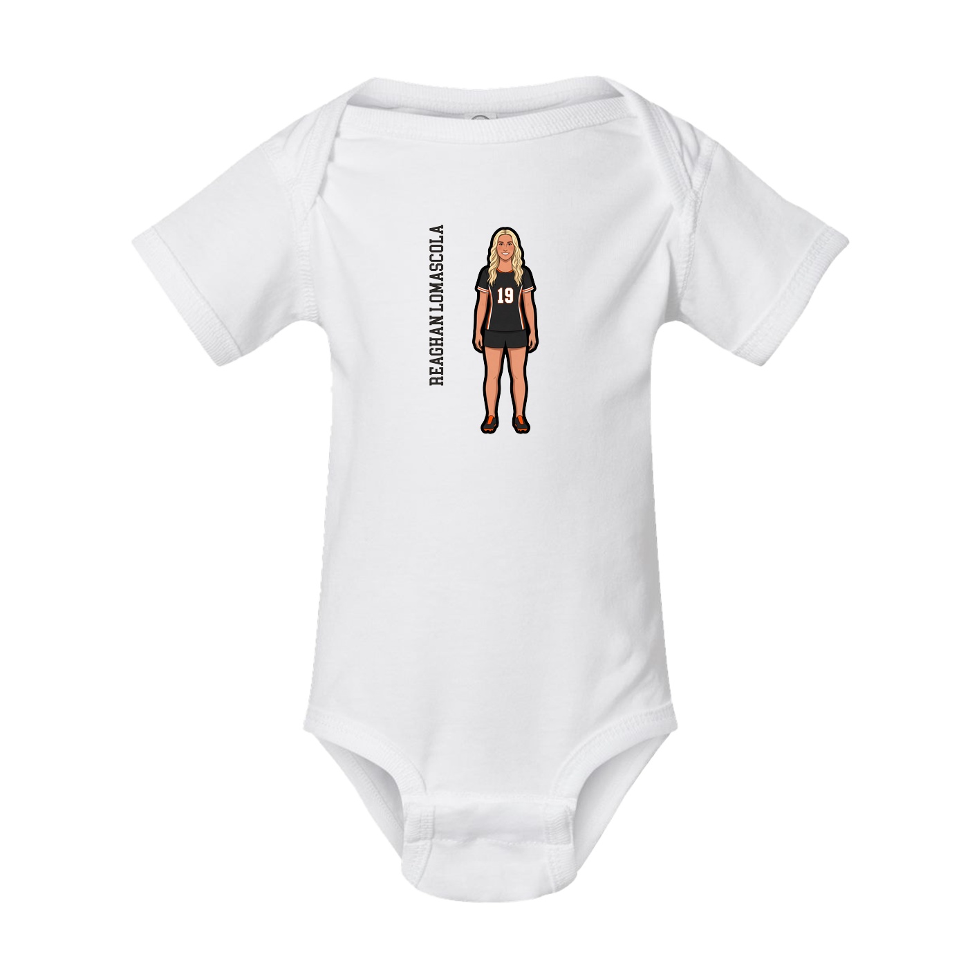 Baby Onesie — Name Vertical in White