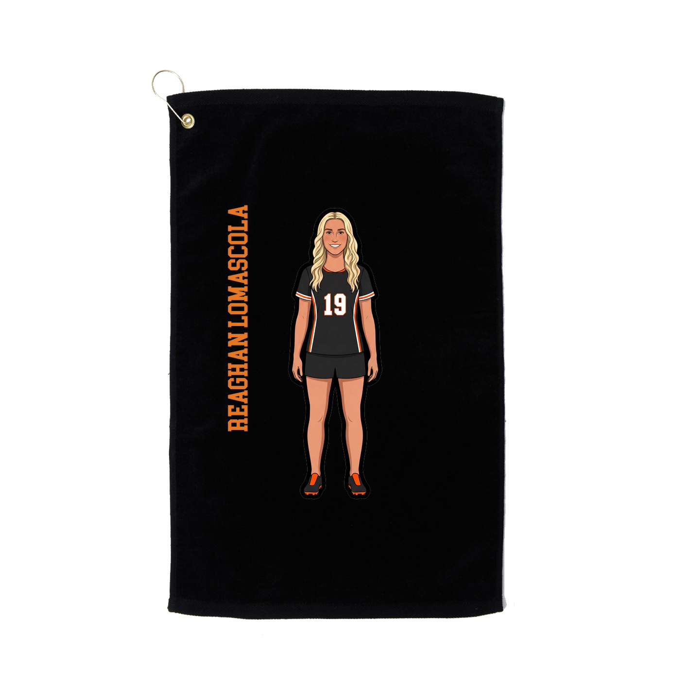 Golf Towel — Name Vertical in Black