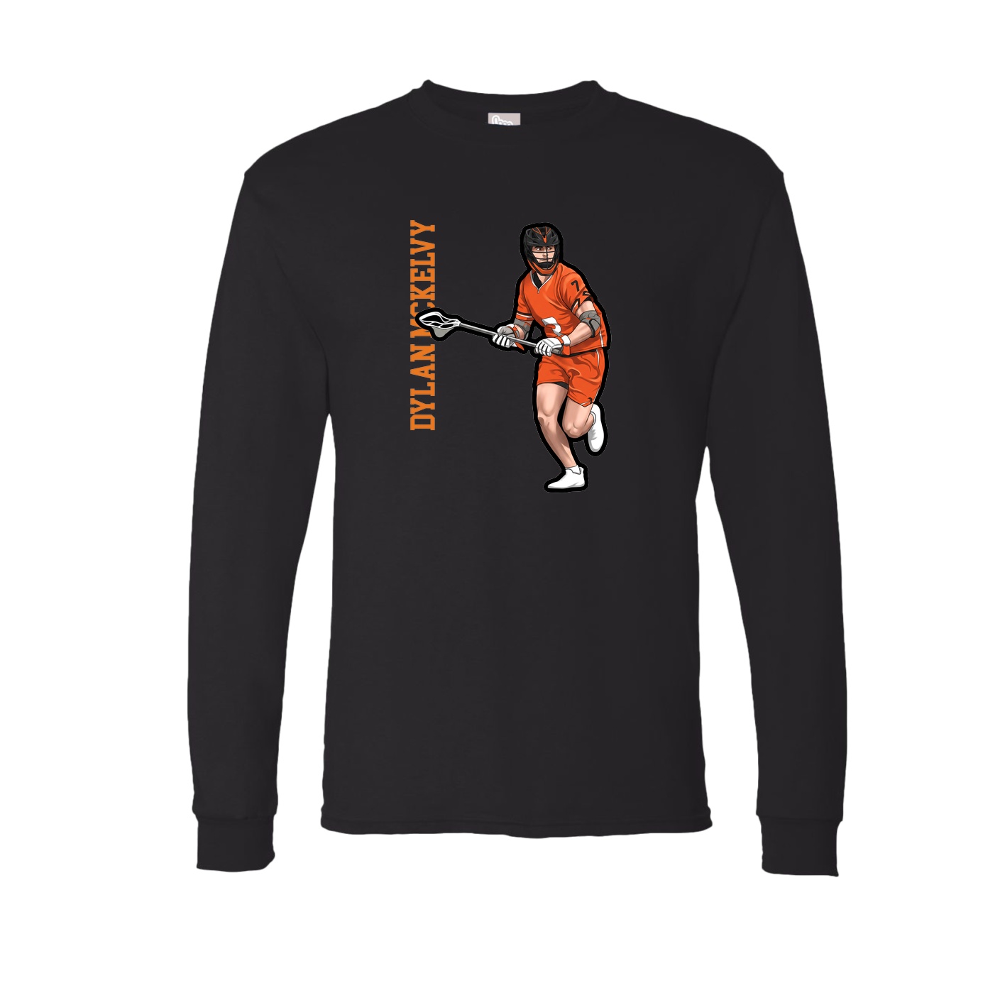 Long Sleeve Tee — Name Vertical in Black