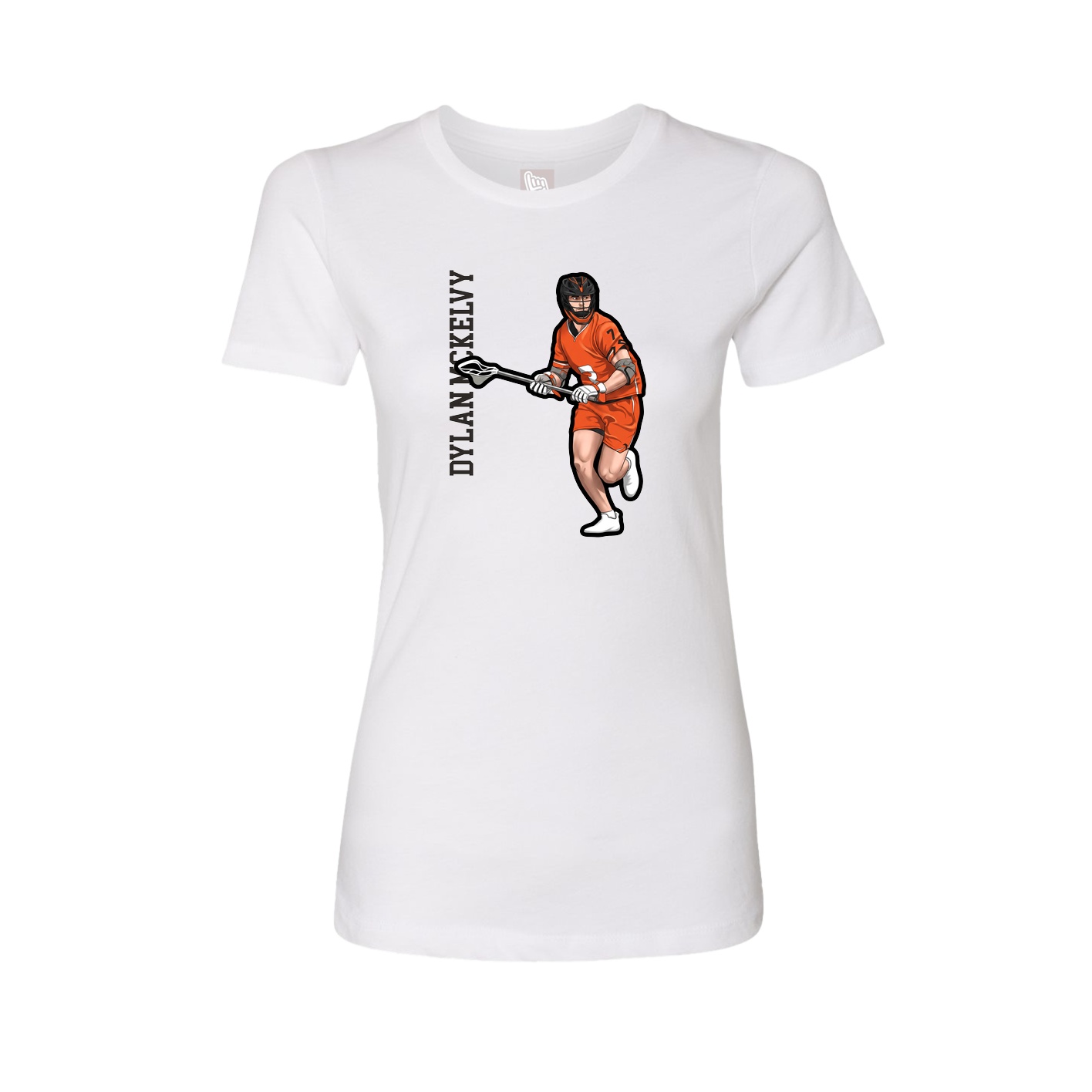 Fitted Women's Tee — Name Vertical in White