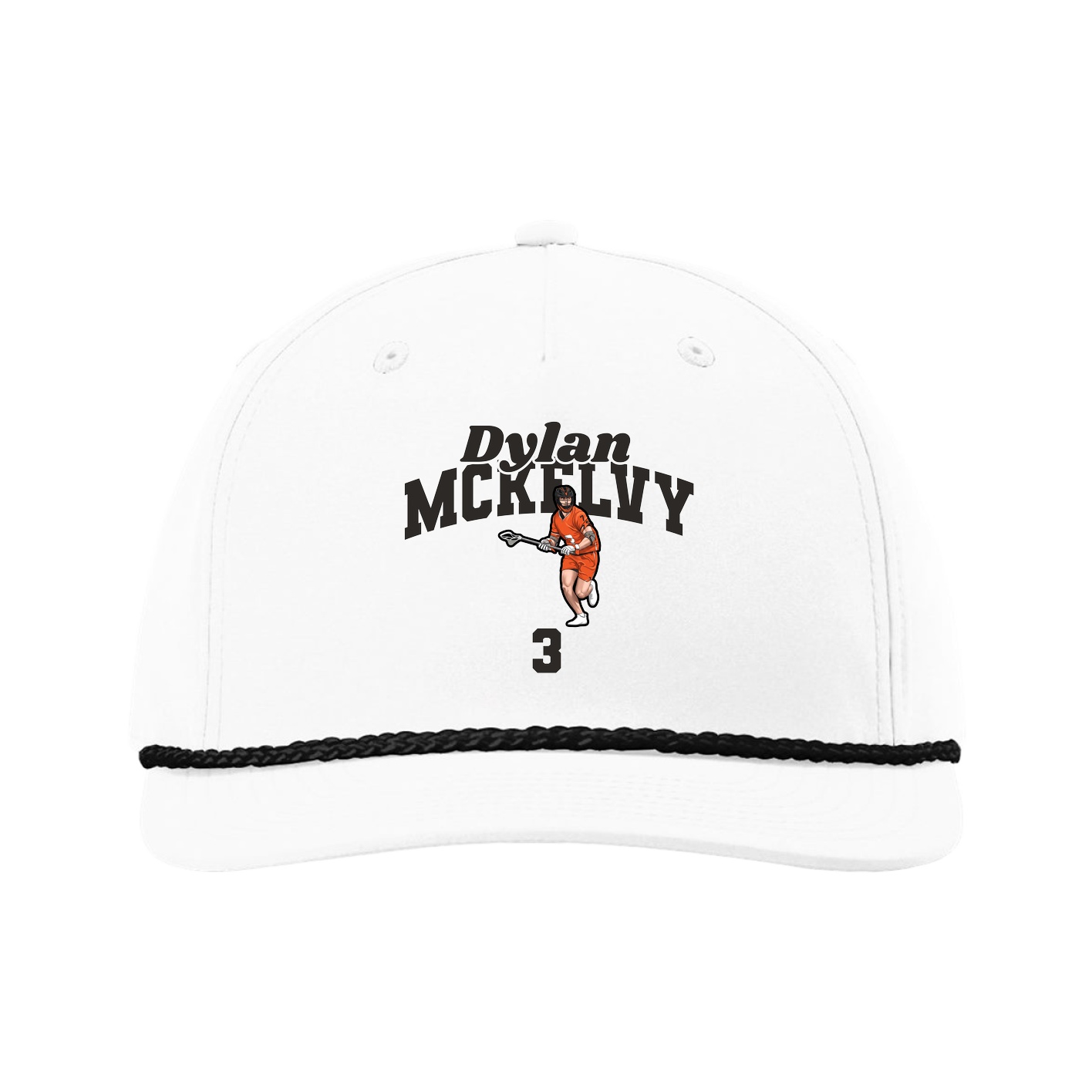 Five-Panel Classic Rope Cap — Signature Arch in White