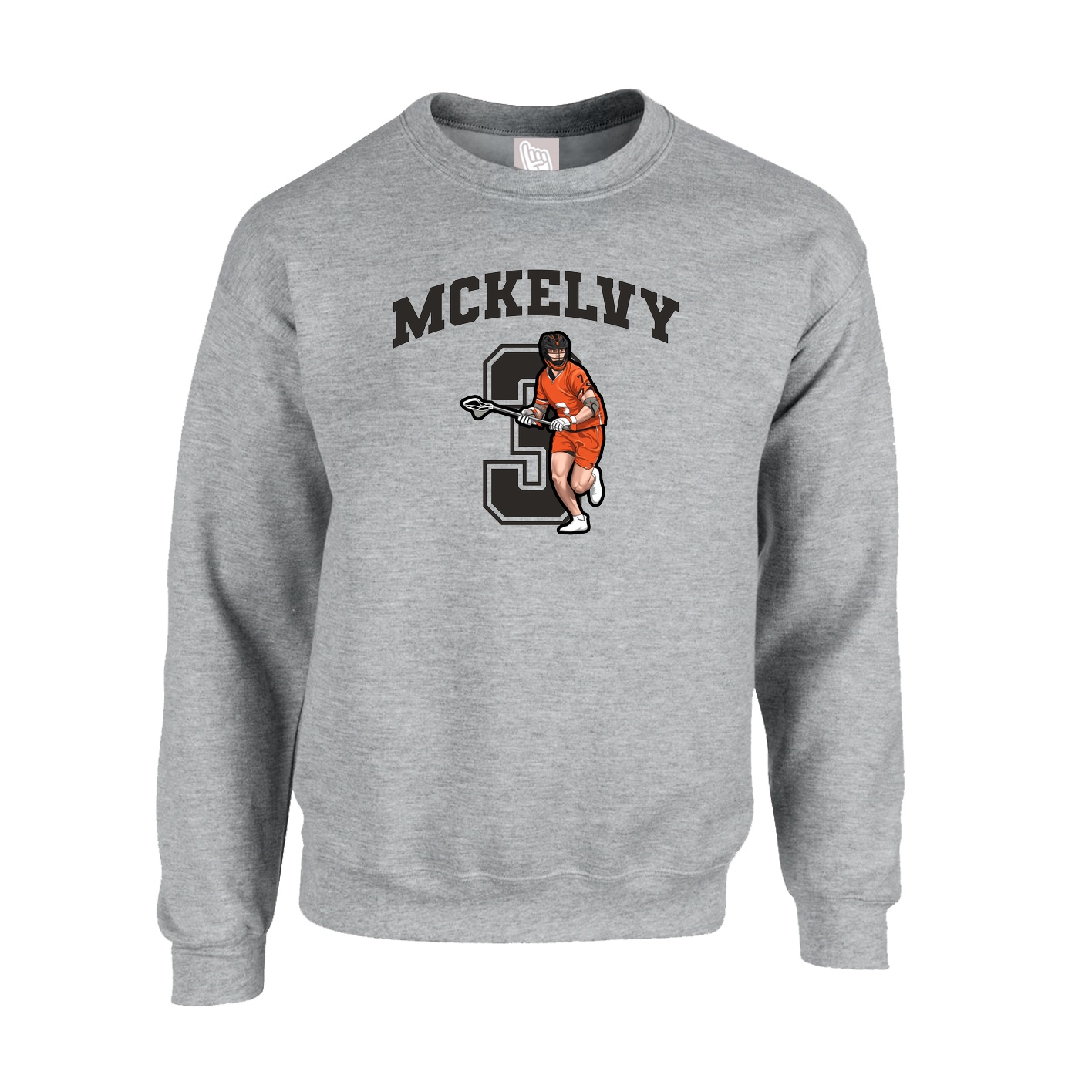 Fleece Crew — Number in Grey