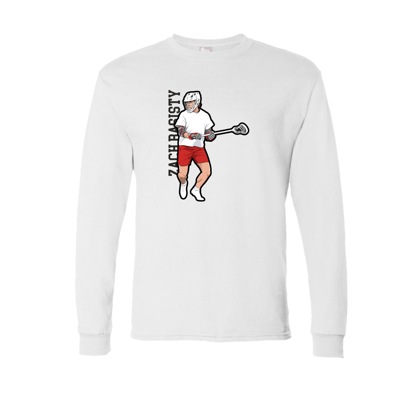 Long Sleeve Tee — Name Vertical in White