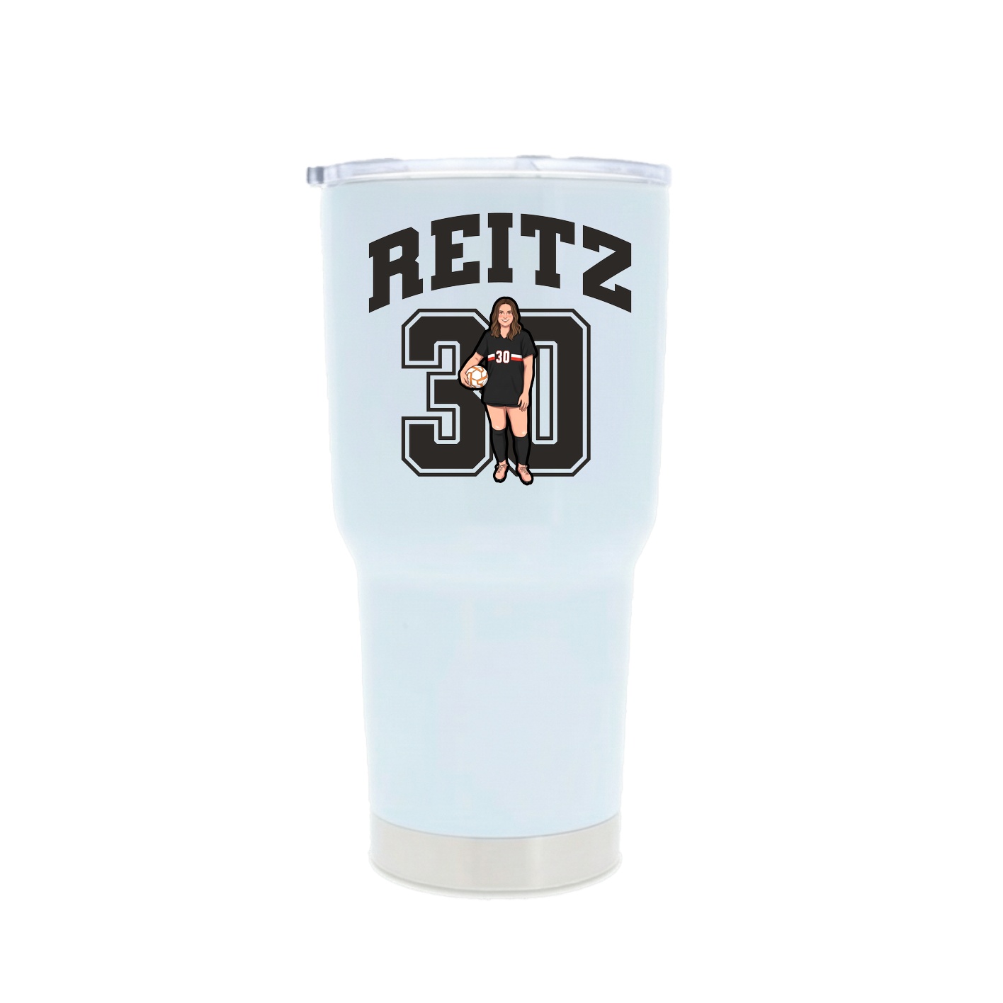 30oz Stainless Steel Tumbler — Number in White