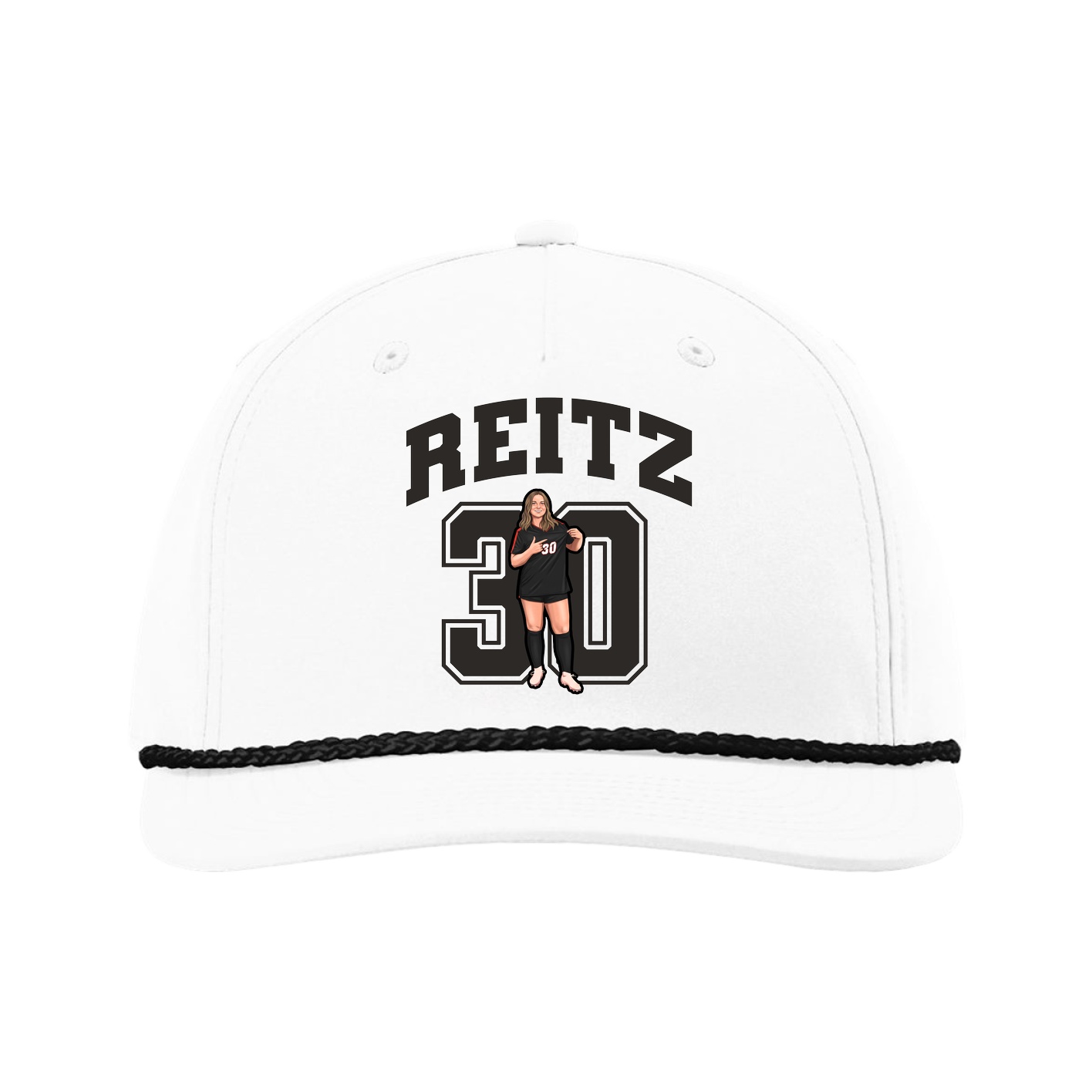 Five-Panel Classic Rope Cap — Number in White