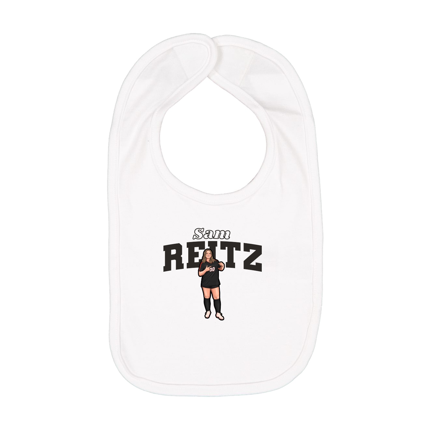 Infant Bib — Name Arch in White