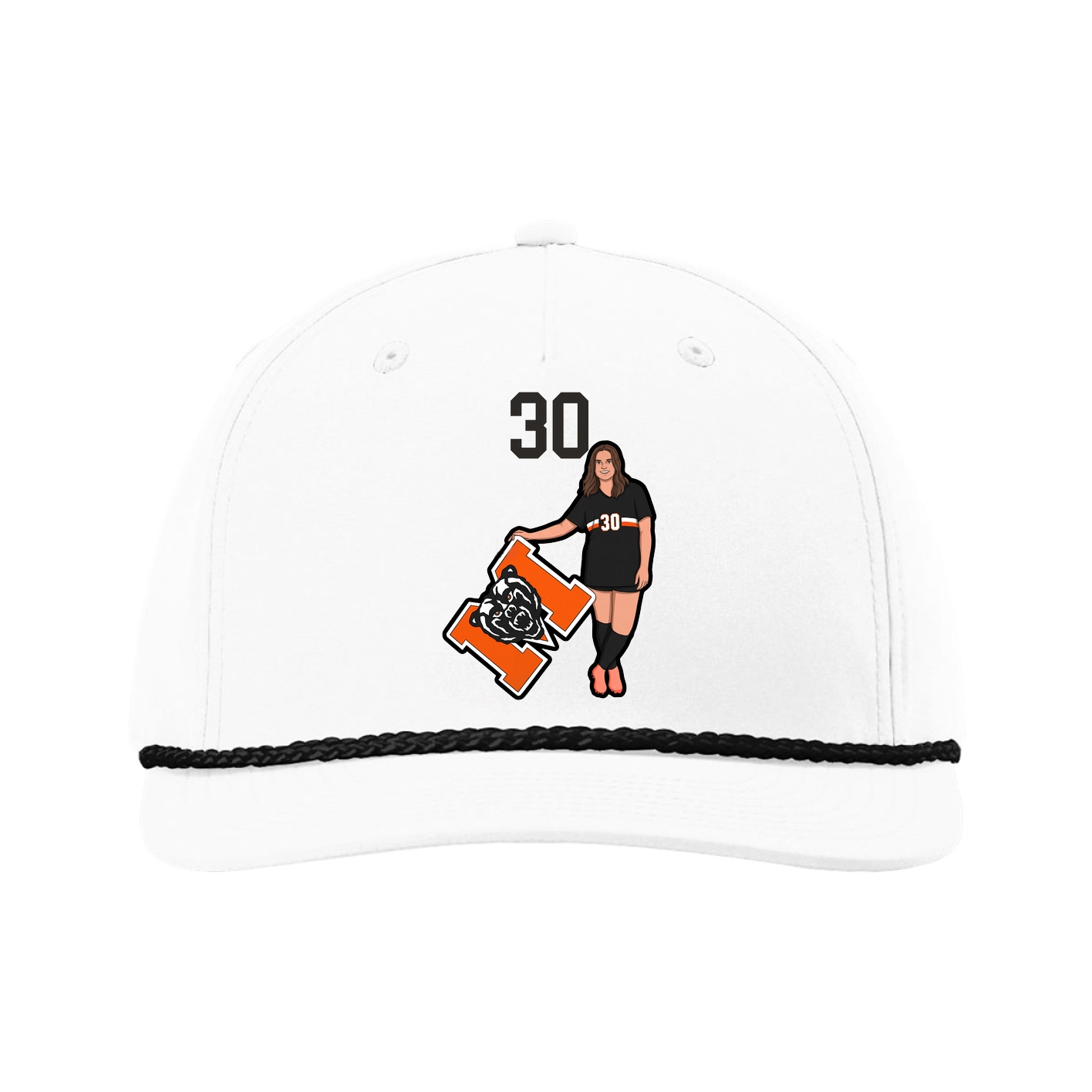 Five-Panel Classic Rope Cap — Number Top in White
