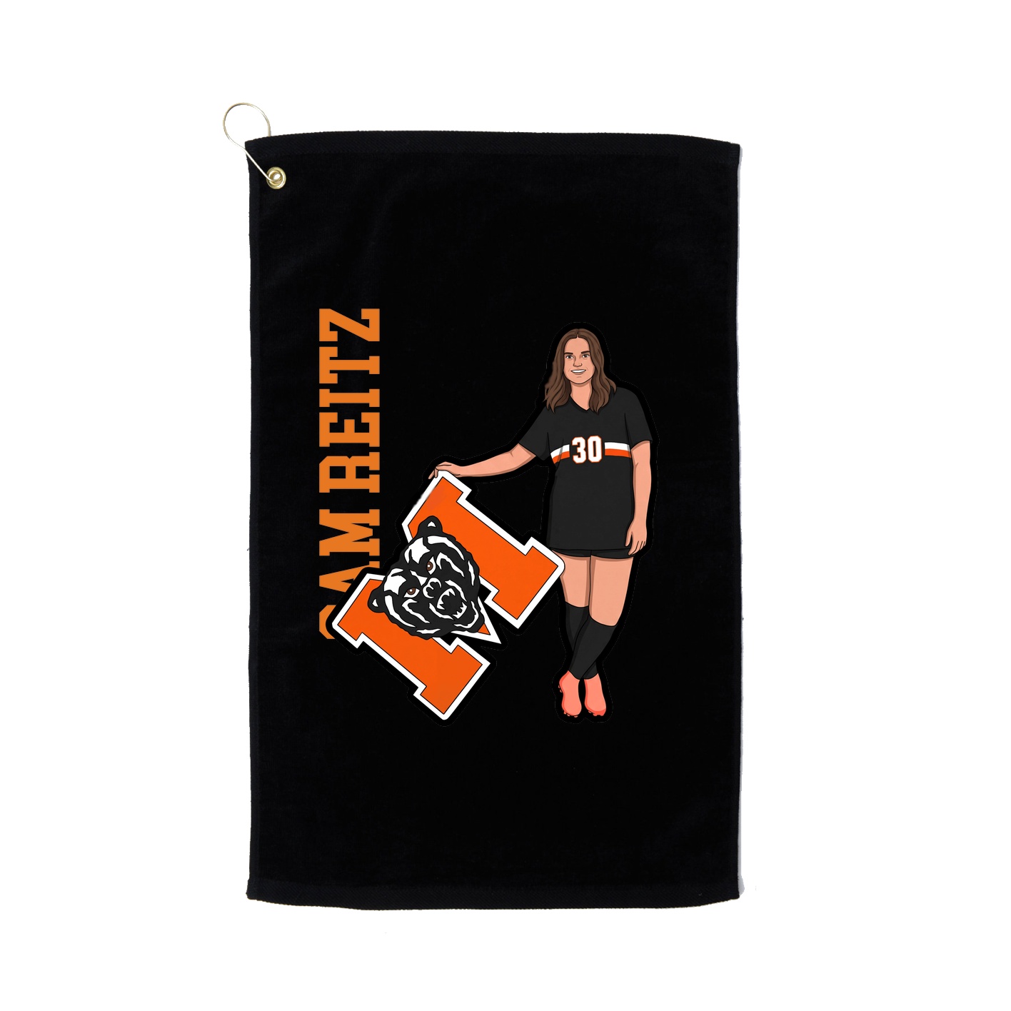 Golf Towel — Name Vertical in Black