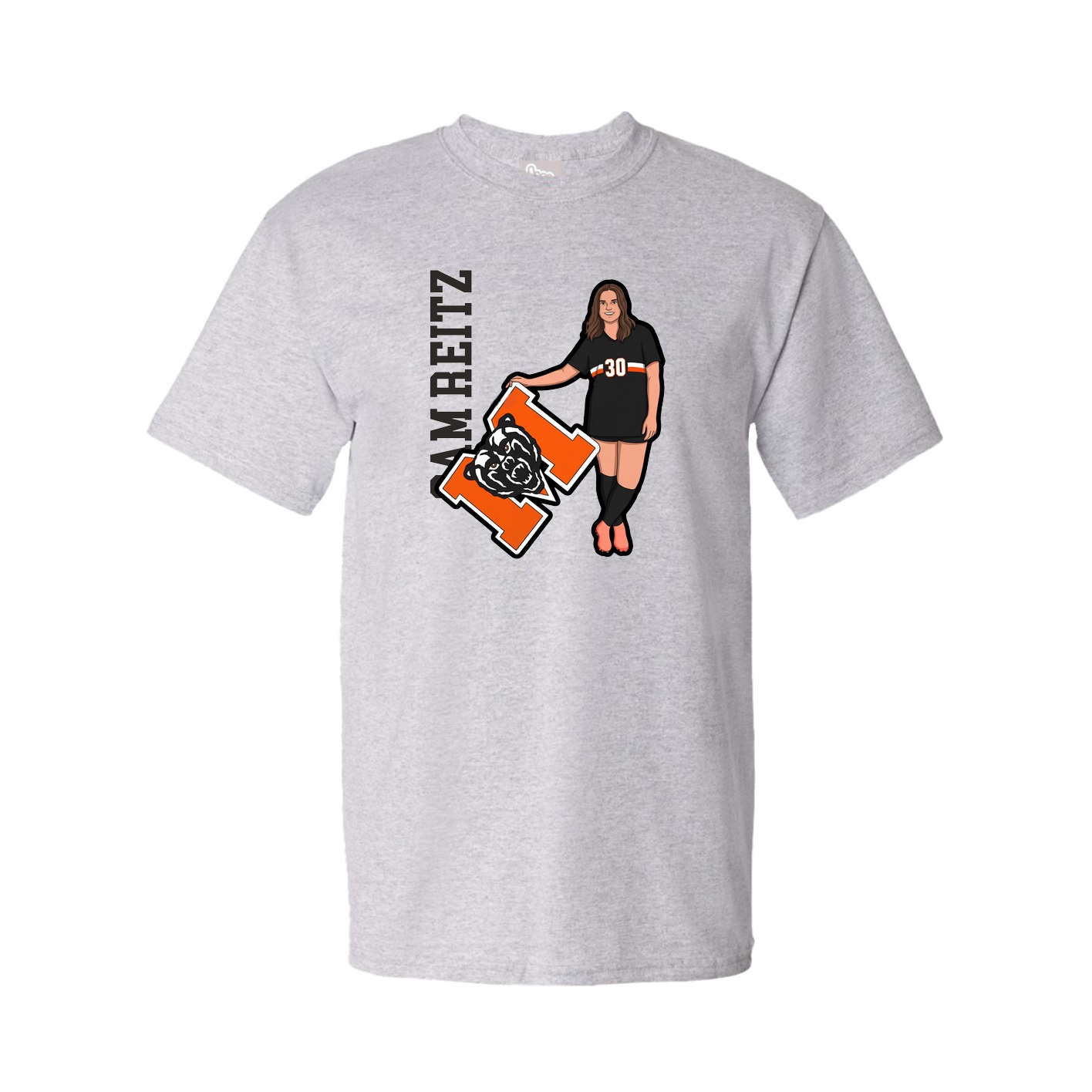 Youth Tee — Name Vertical in Grey