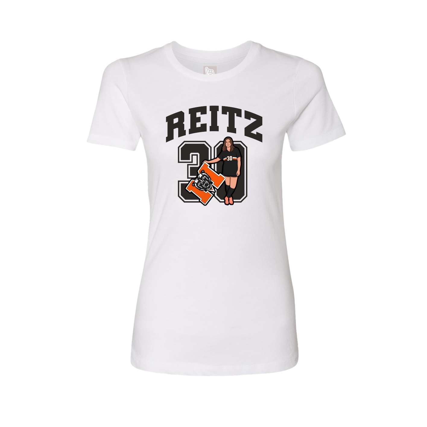 Fitted Women's Tee — Number in White