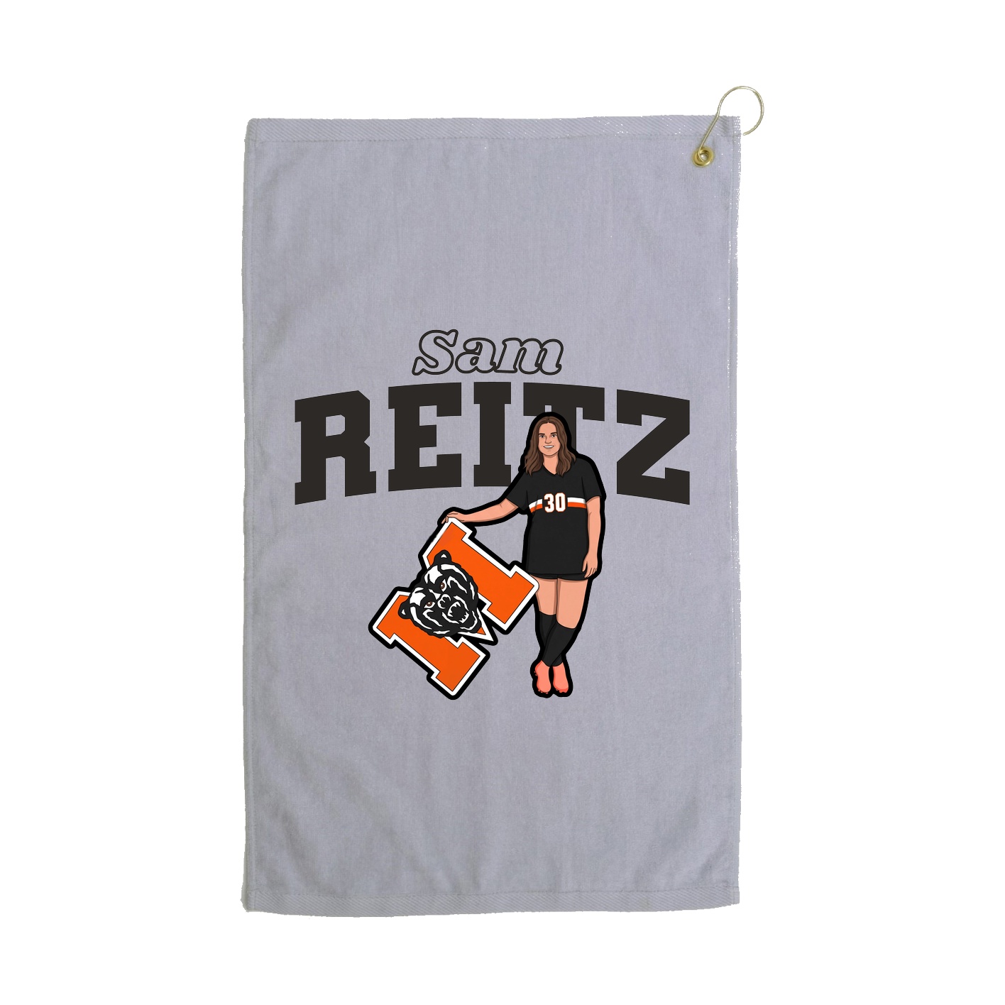 Golf Towel — Name Arch in Grey