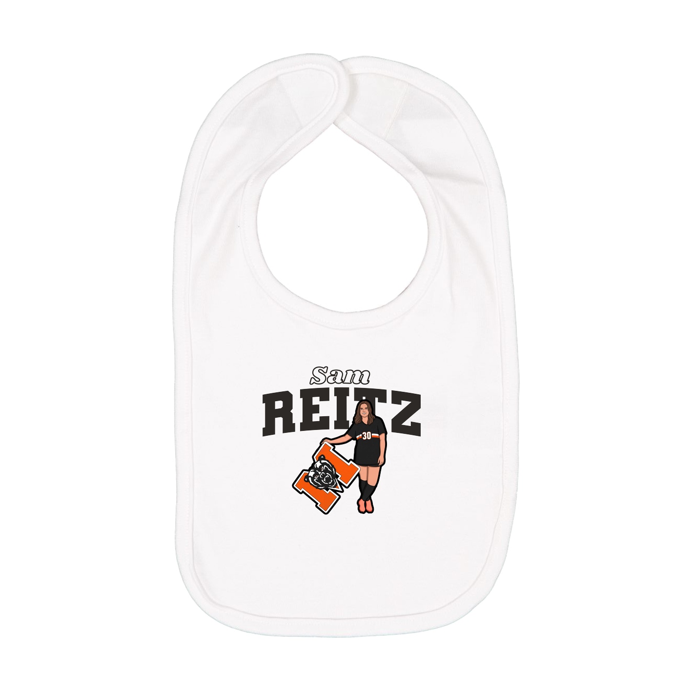 Infant Bib — Name Arch in White