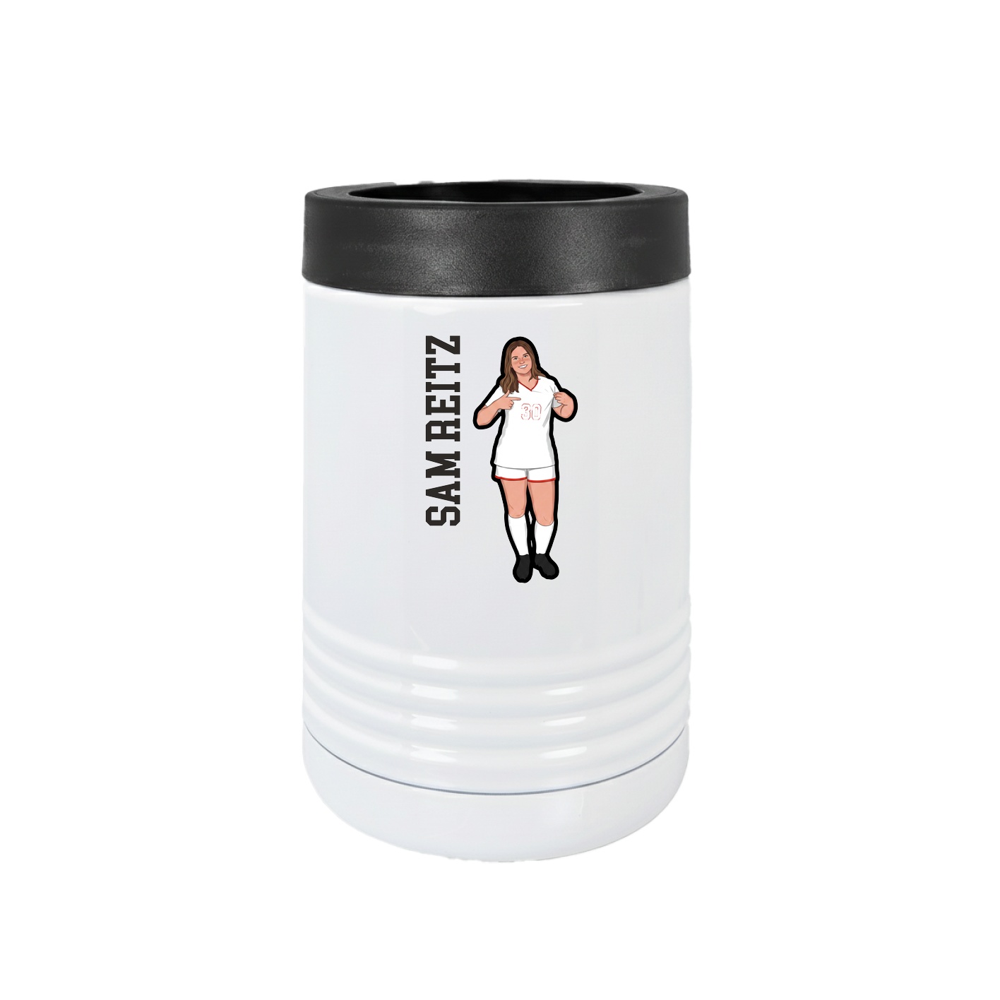 Beverage Holder — Name Vertical in White