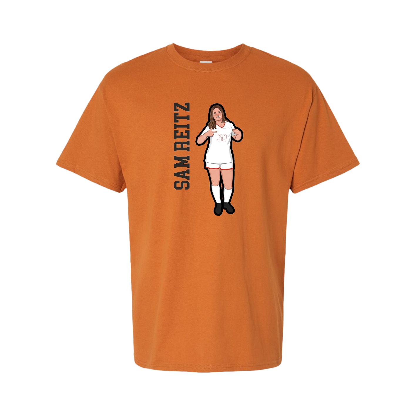 Tee — Name Vertical in Orange