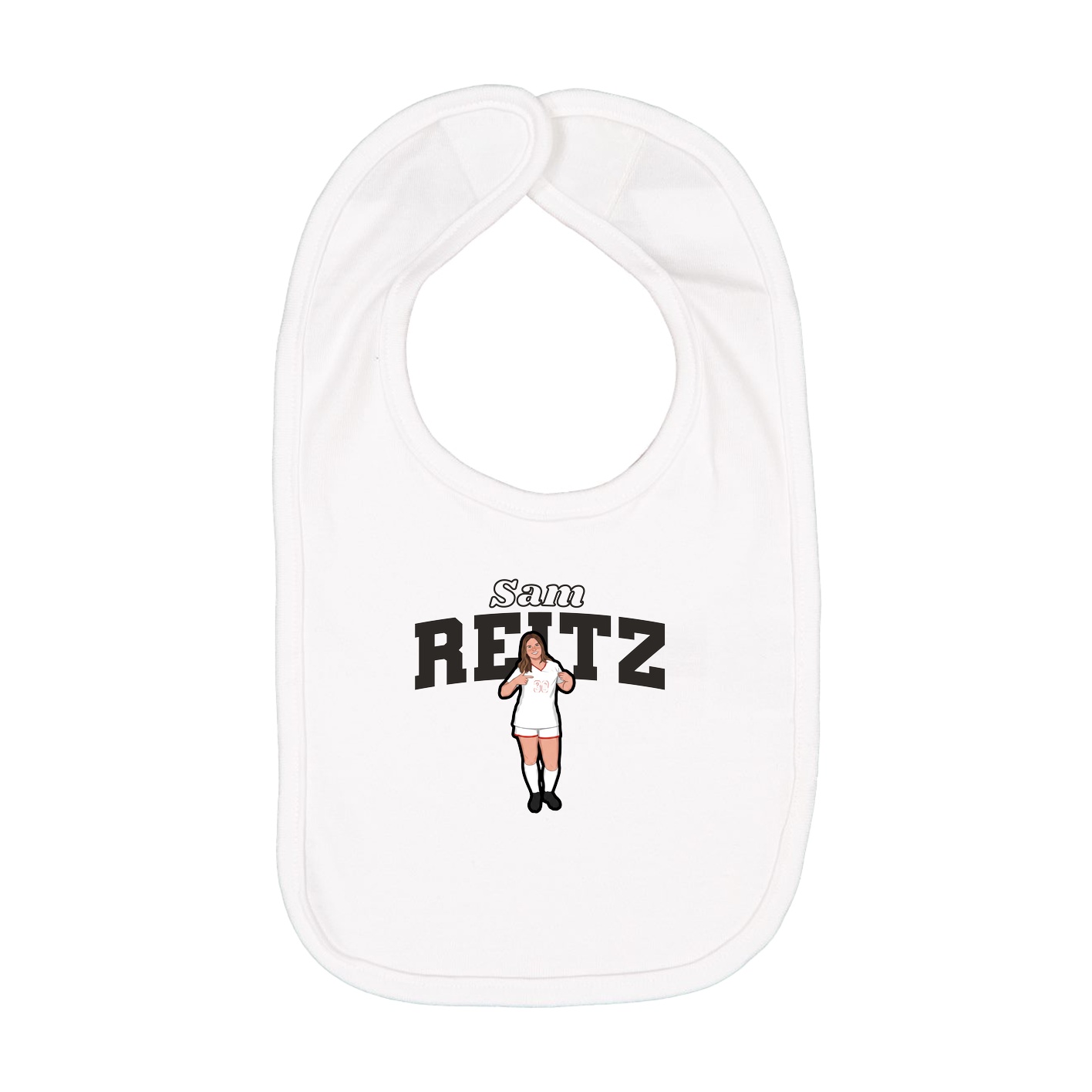 Infant Bib — Name Arch in White