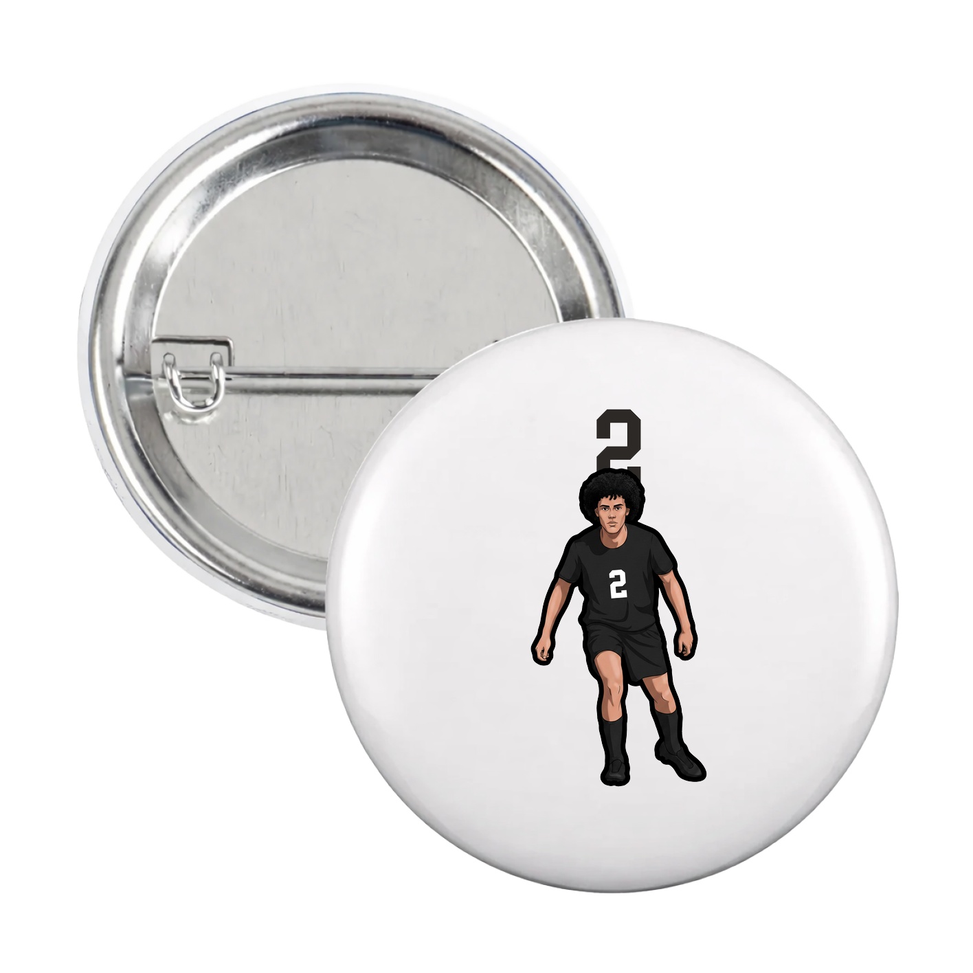 Game Day Button — Number Top in White