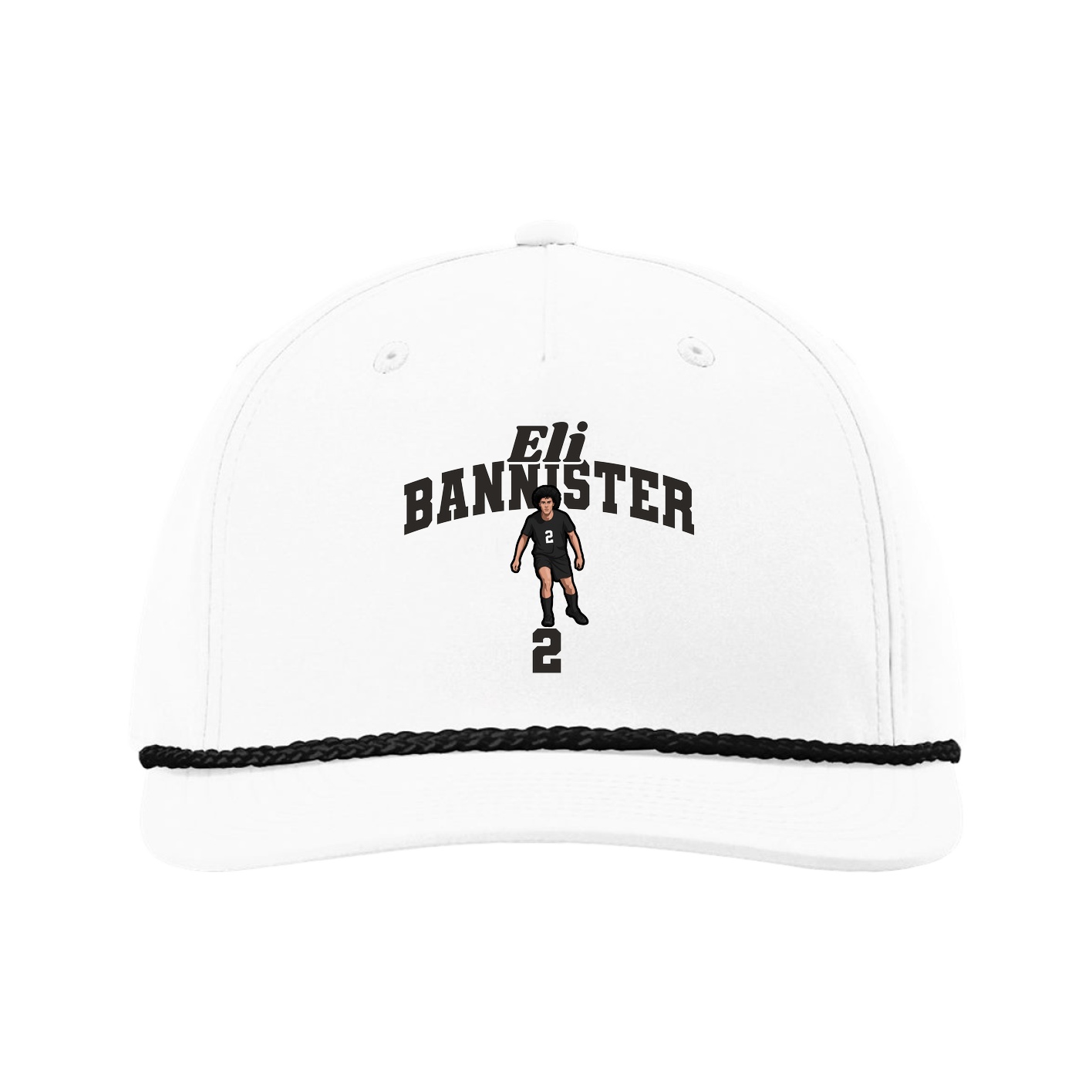 Five-Panel Classic Rope Cap — Signature Arch in White