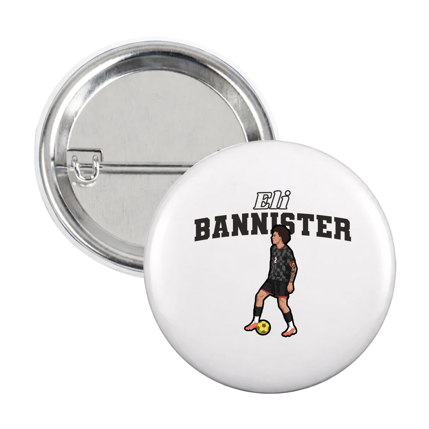 Game Day Button — Name Arch in White