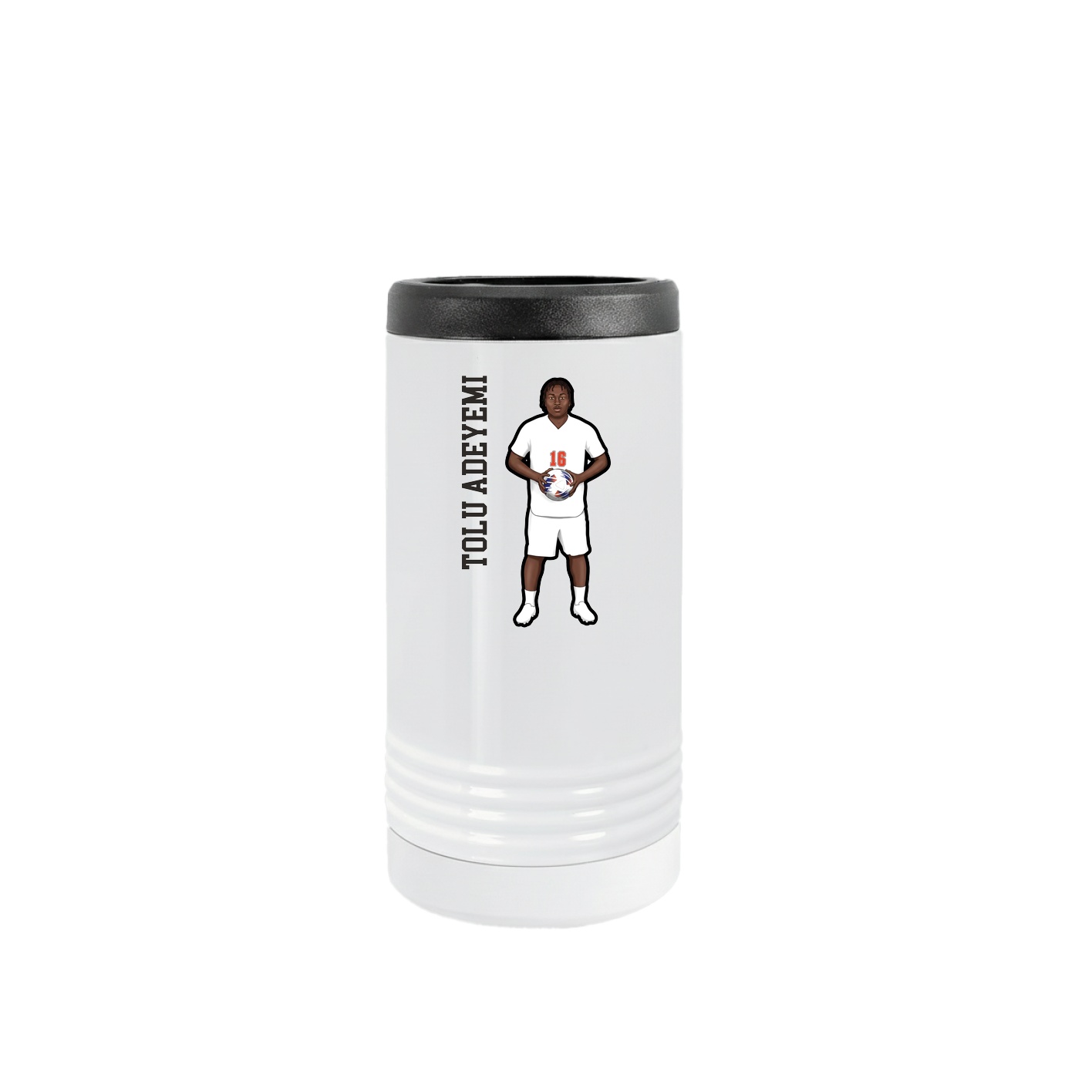 Slim Beverage Holder — Name Vertical in White