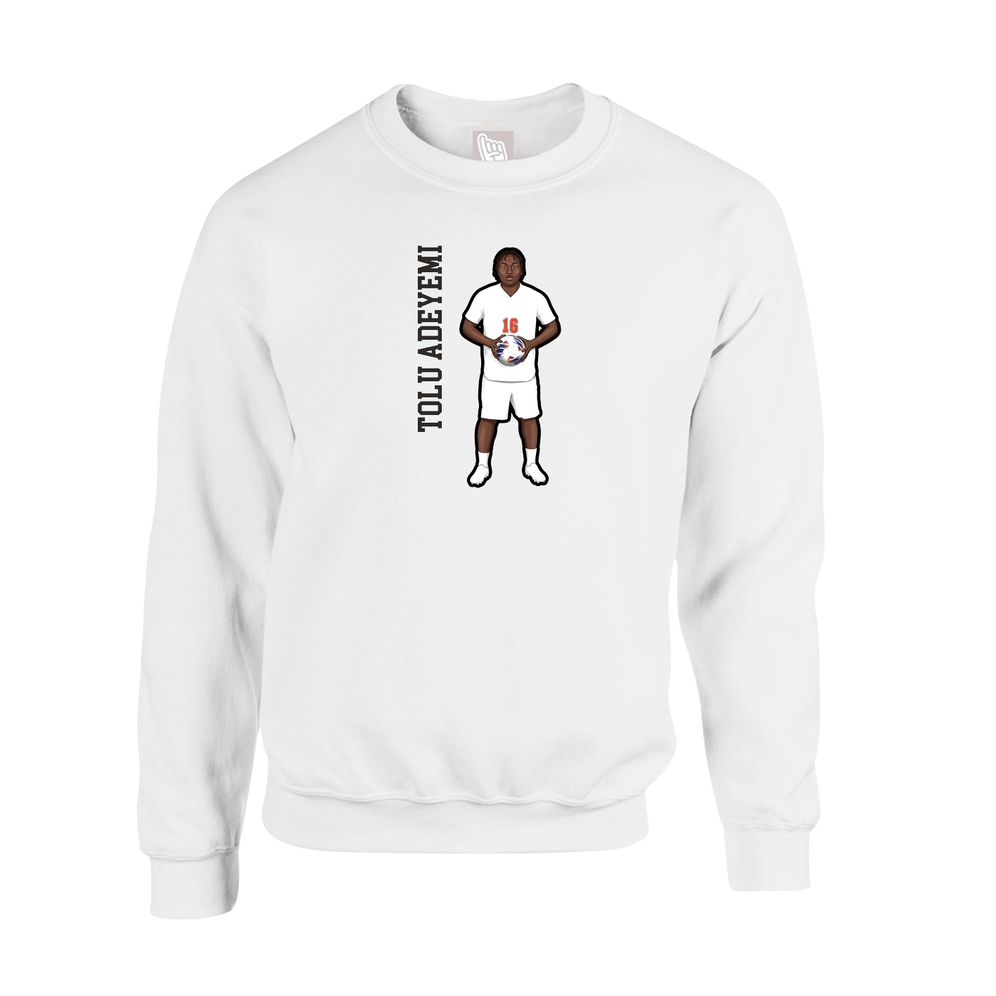 Fleece Crew — Name Vertical in White