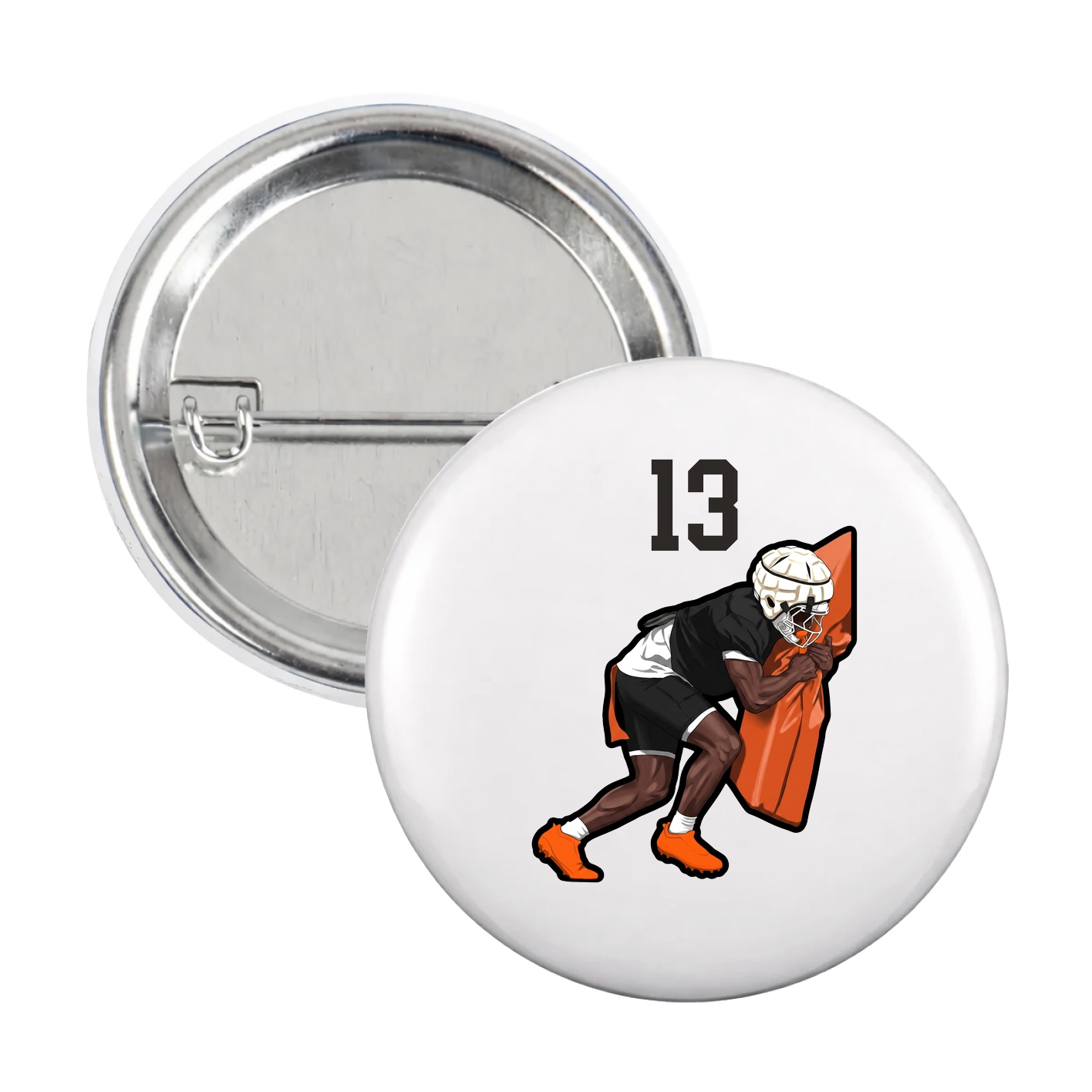 Game Day Button — Number Top in White