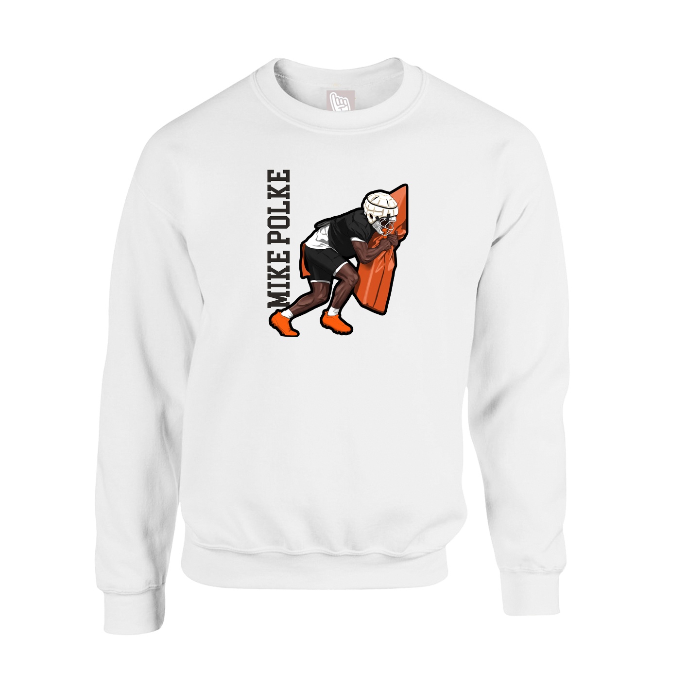 Fleece Crew — Name Vertical in White