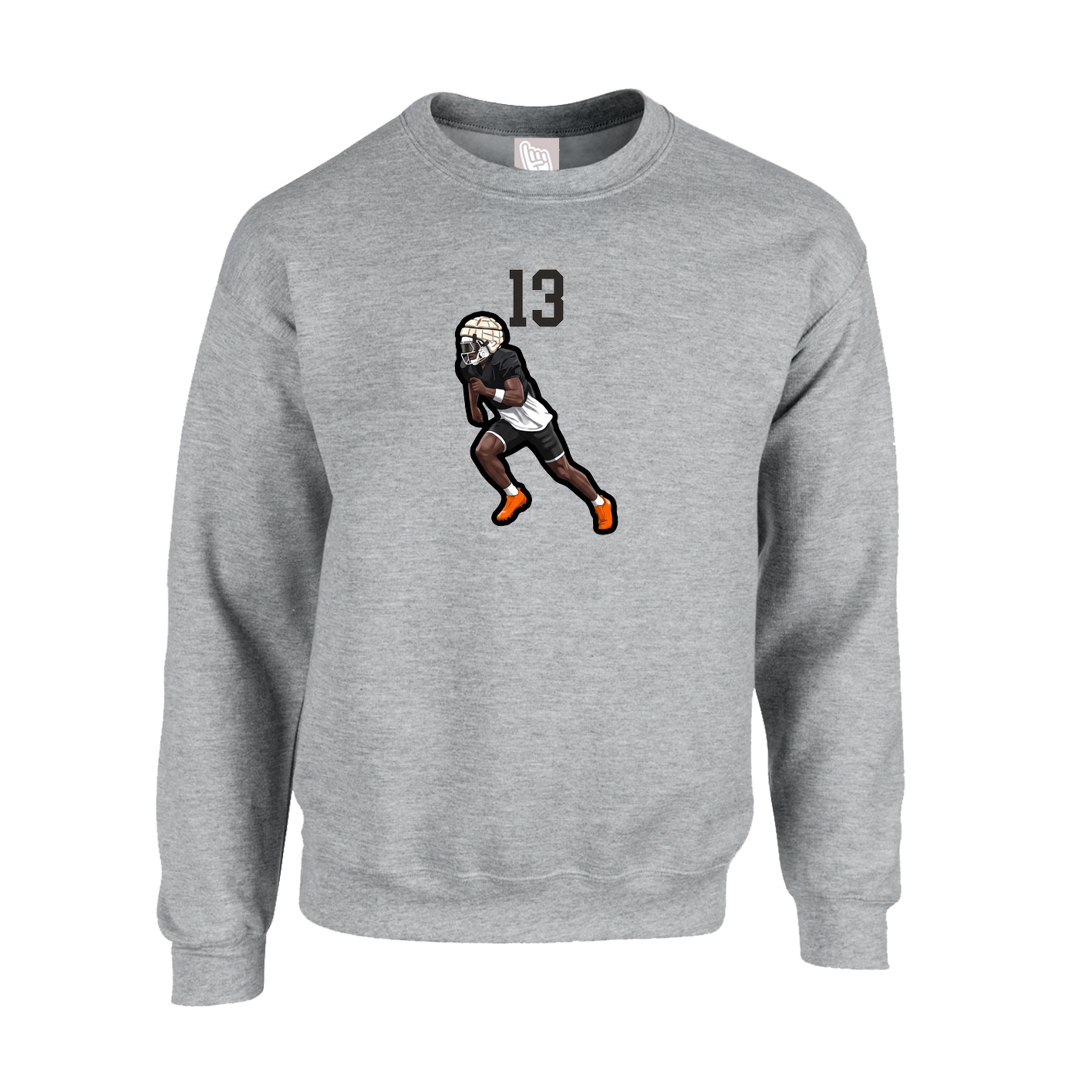 Fleece Crew — Number Top in Grey
