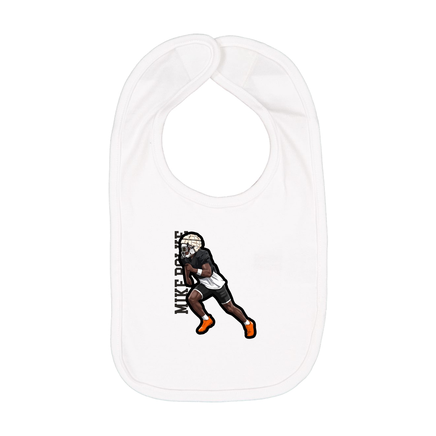 Infant Bib — Name Vertical in White
