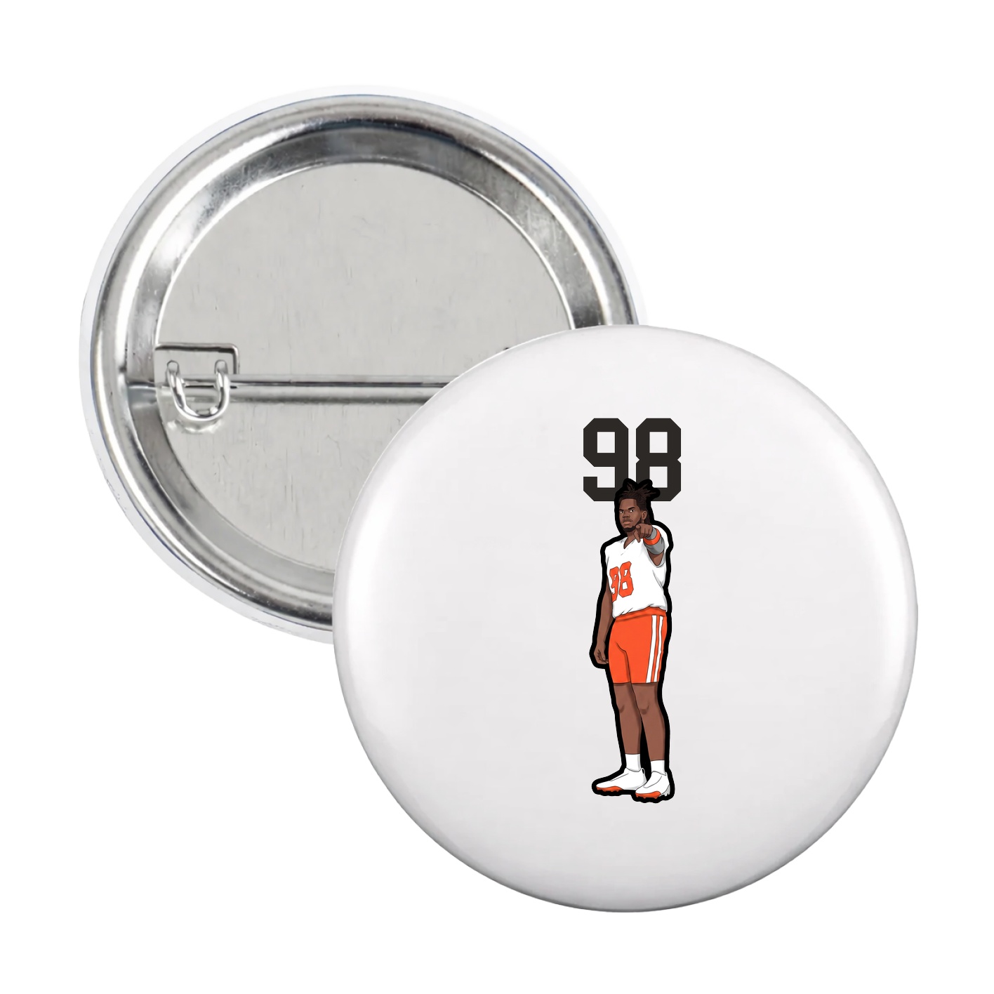 Game Day Button — Number Top in White