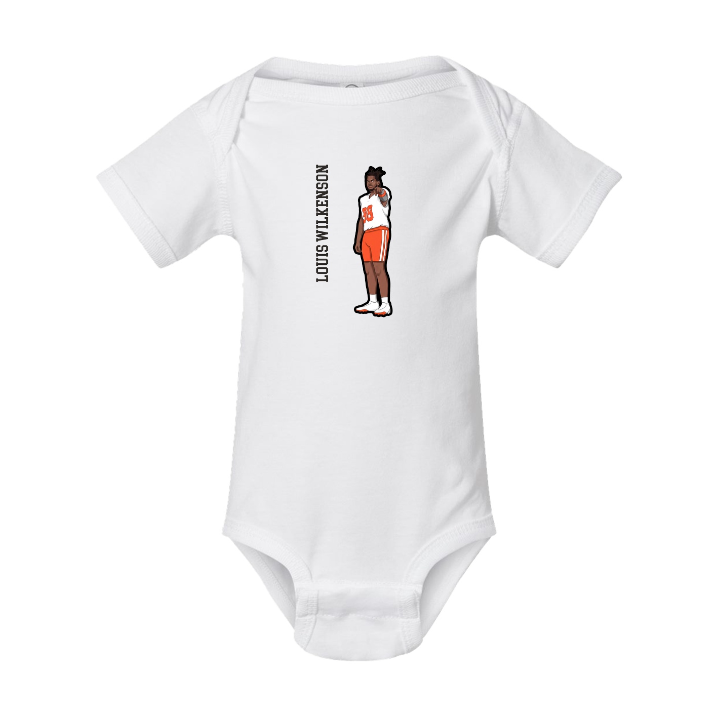 Baby Onesie — Name Vertical in White