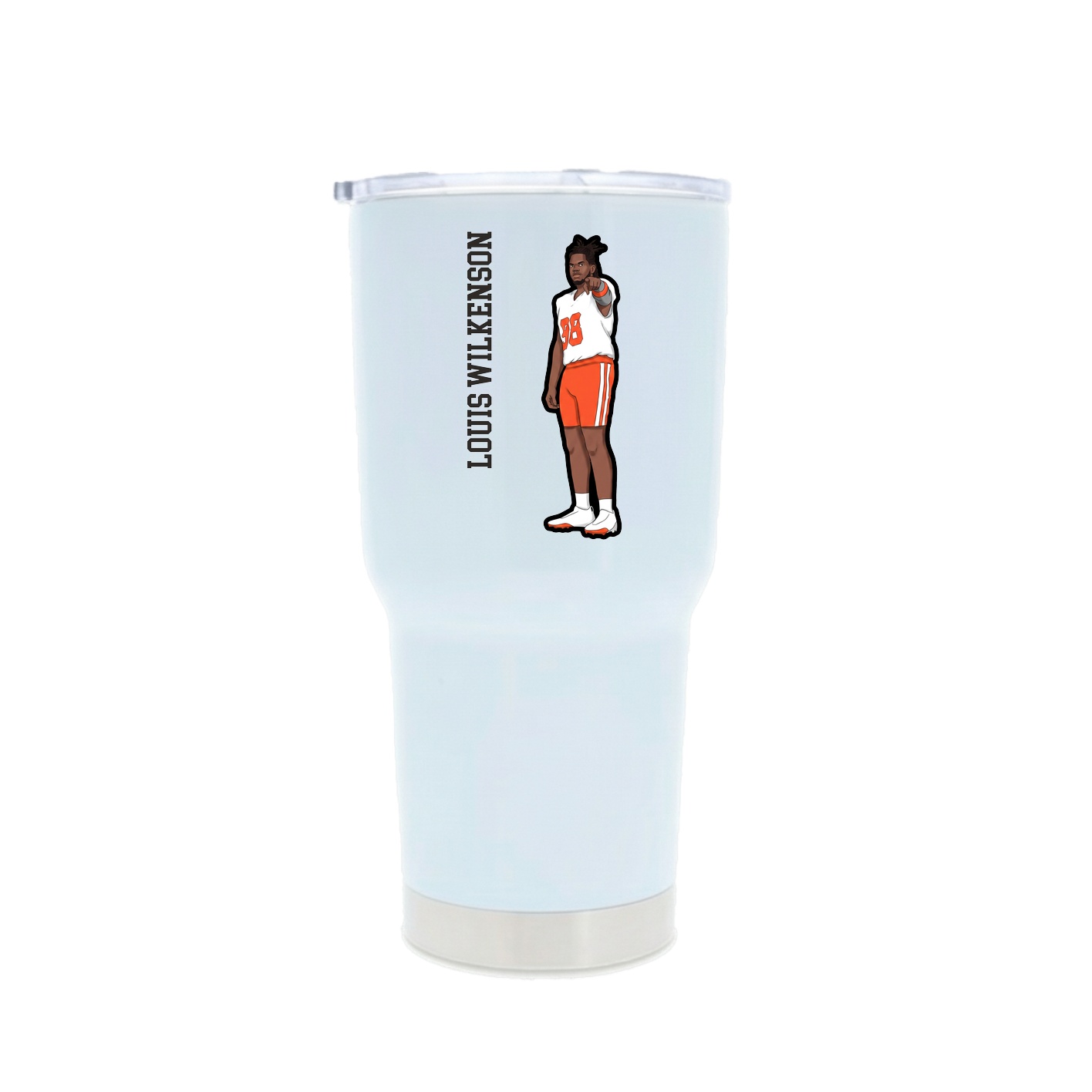 30oz Stainless Steel Tumbler — Name Vertical in White