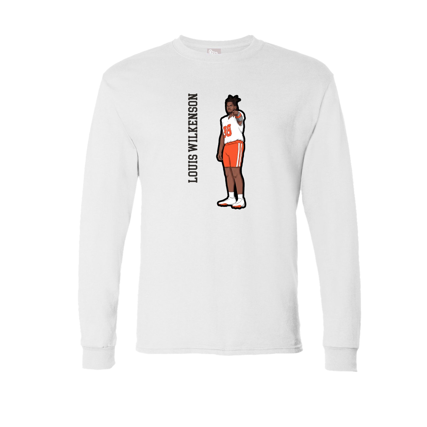 Long Sleeve Tee — Name Vertical in White