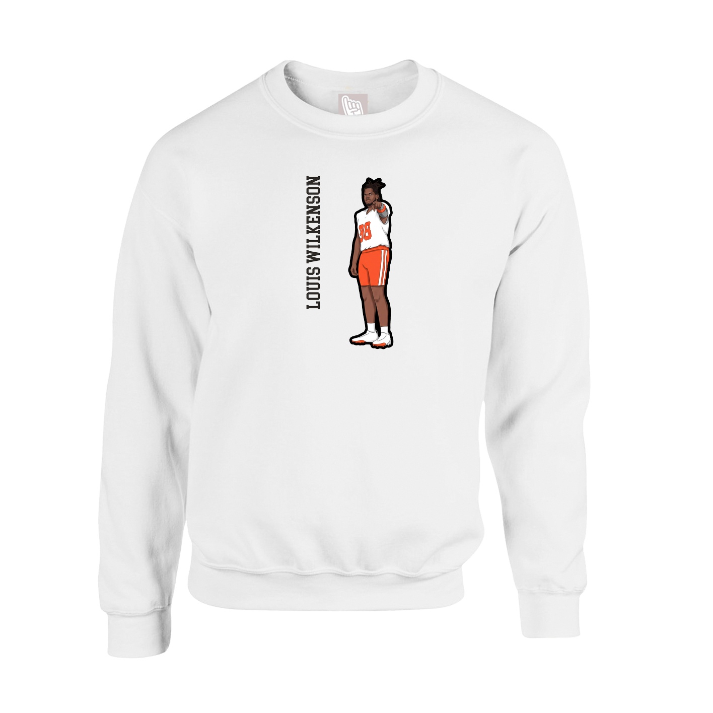 Fleece Crew — Name Vertical in White