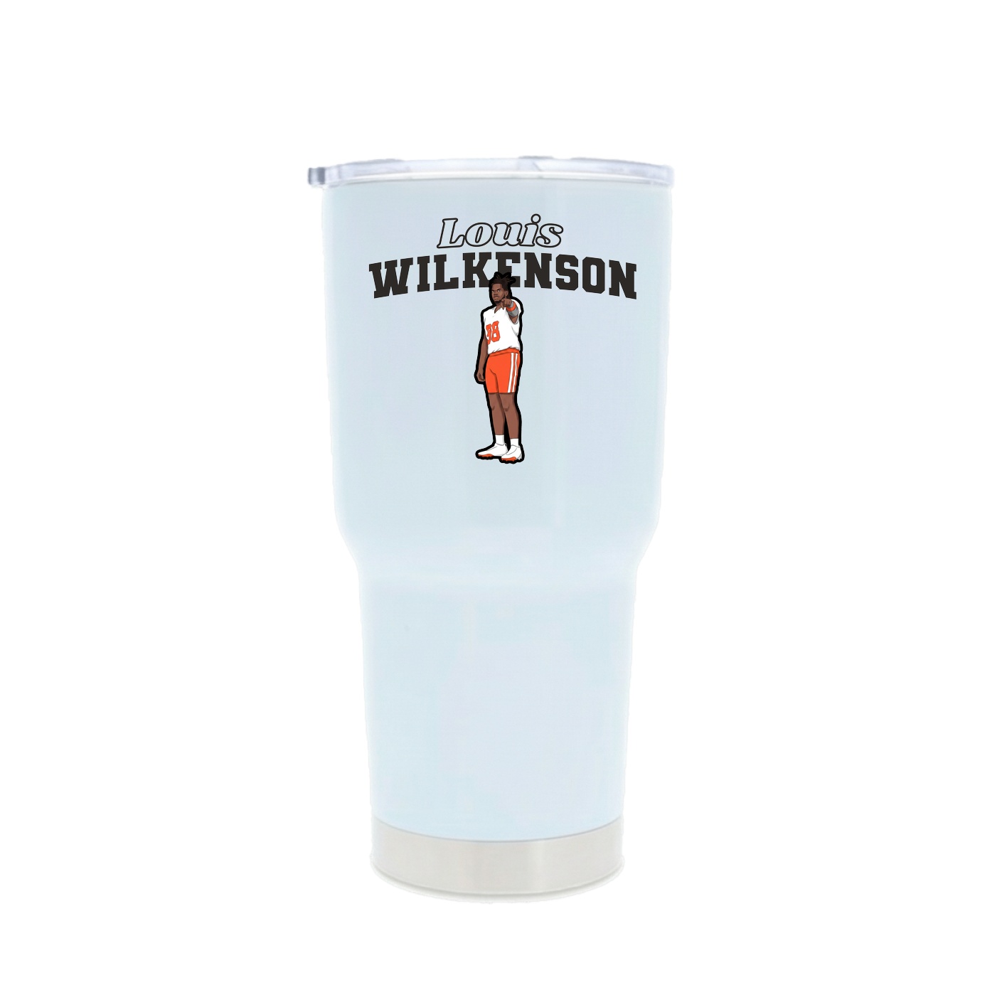 30oz Stainless Steel Tumbler — Name Arch in White