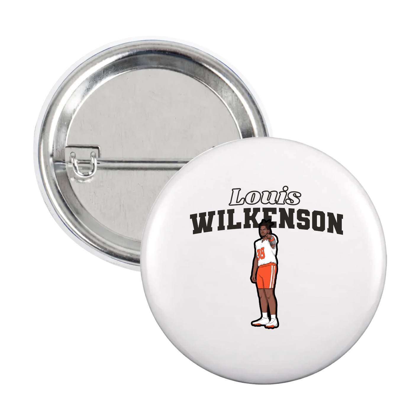 Game Day Button — Name Arch in White