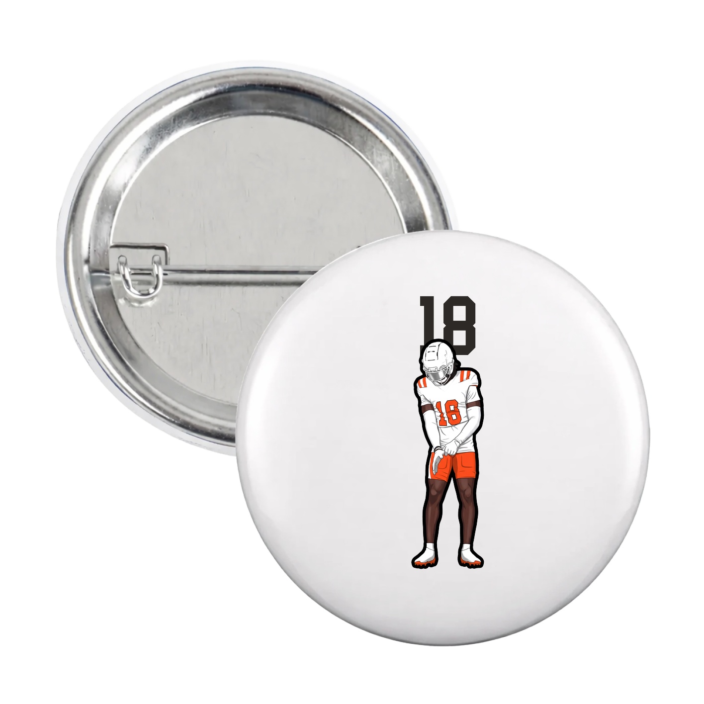 Game Day Button — Number Top in White