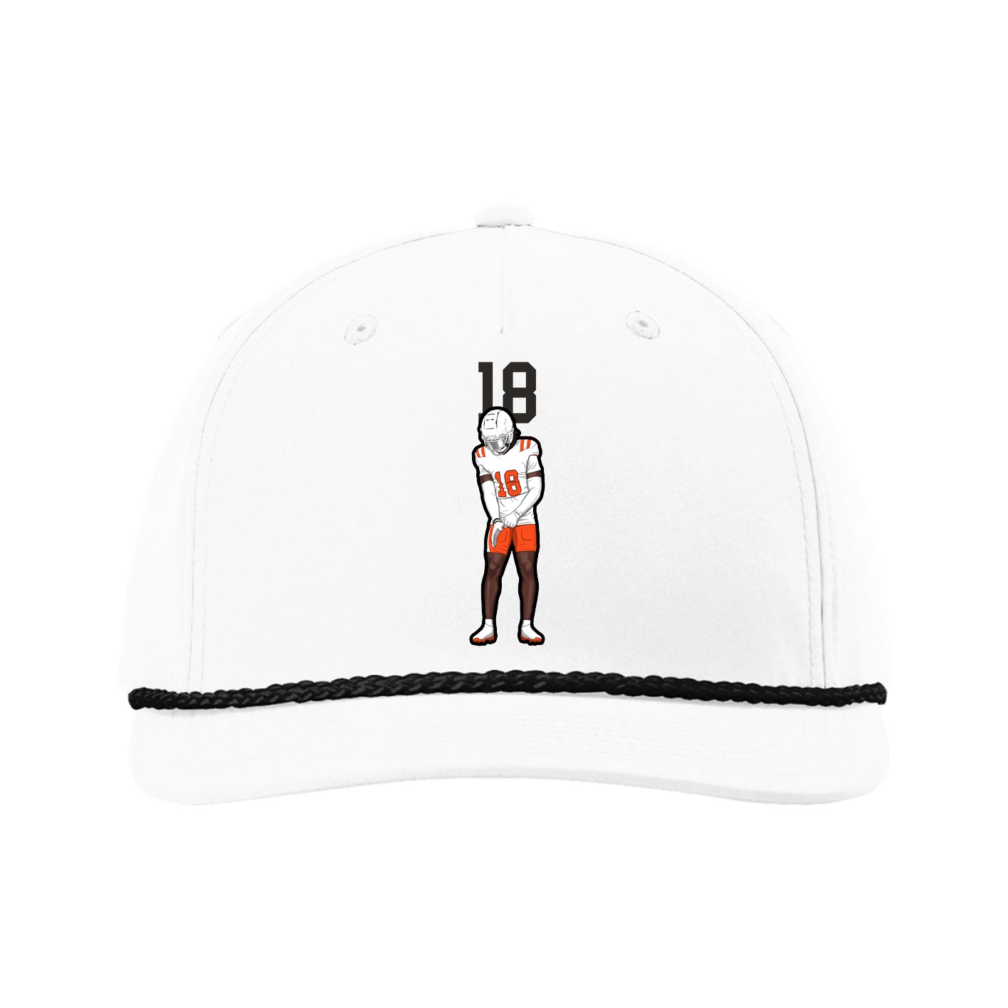 Five-Panel Classic Rope Cap — Number Top in White