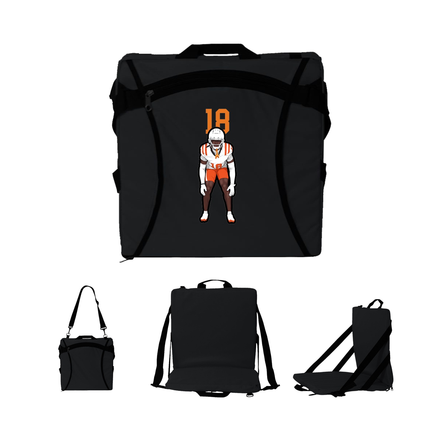 Folding Stadium Seat — Number Top in Black