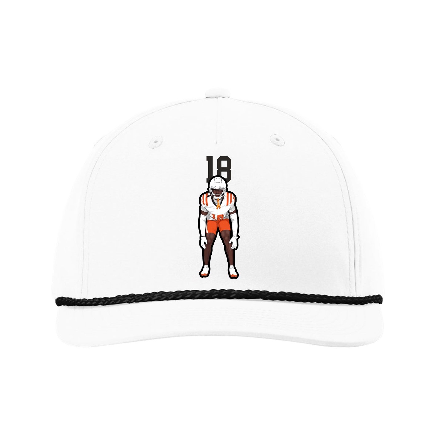 Five-Panel Classic Rope Cap — Number Top in White