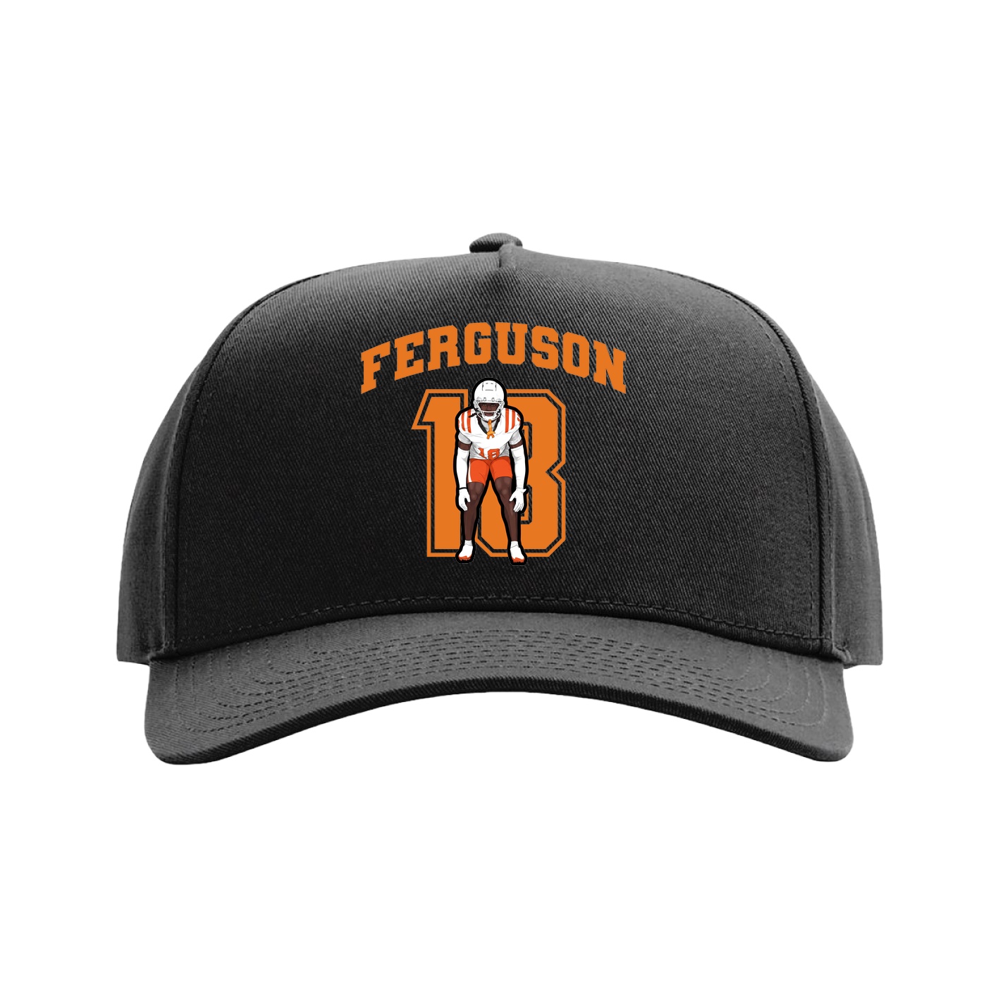 Full Fabric Five-Panel Champ Cap — Number in Black