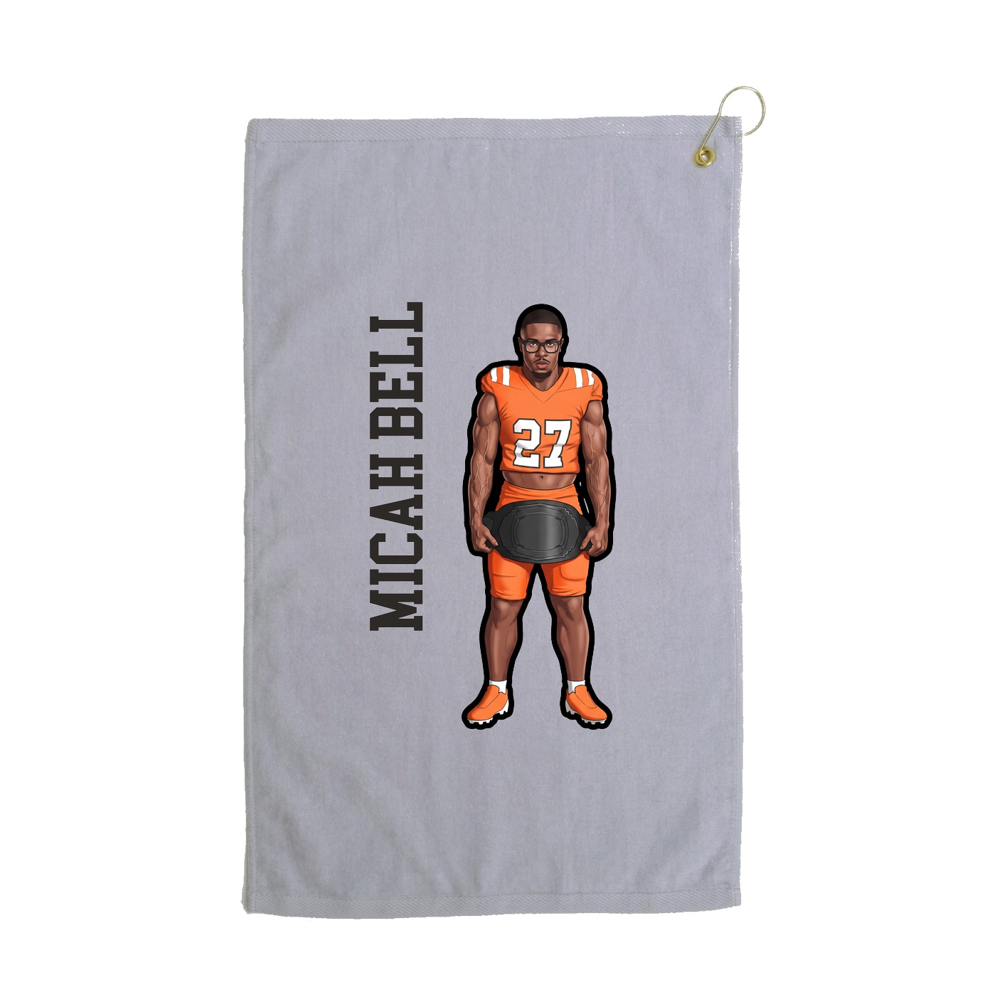 Golf Towel — Name Vertical in Grey