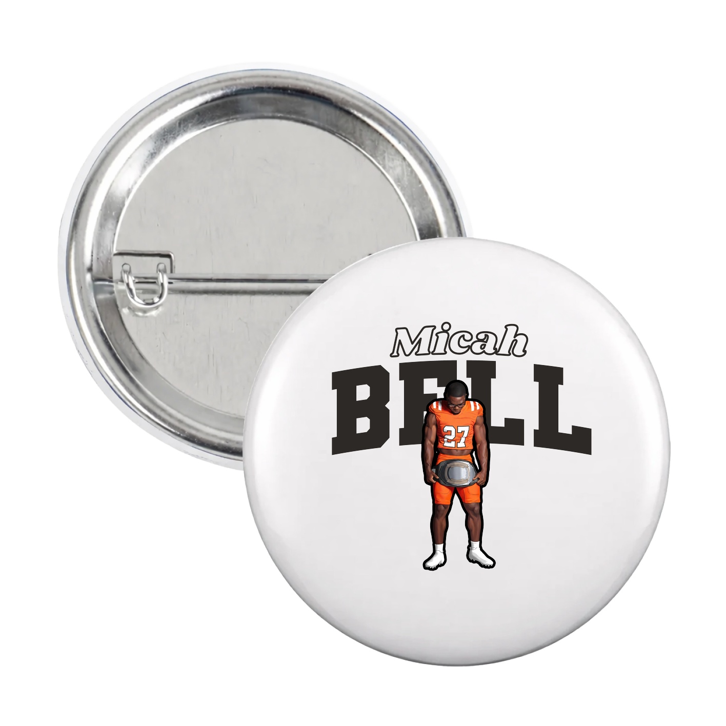 Game Day Button — Name Arch in White