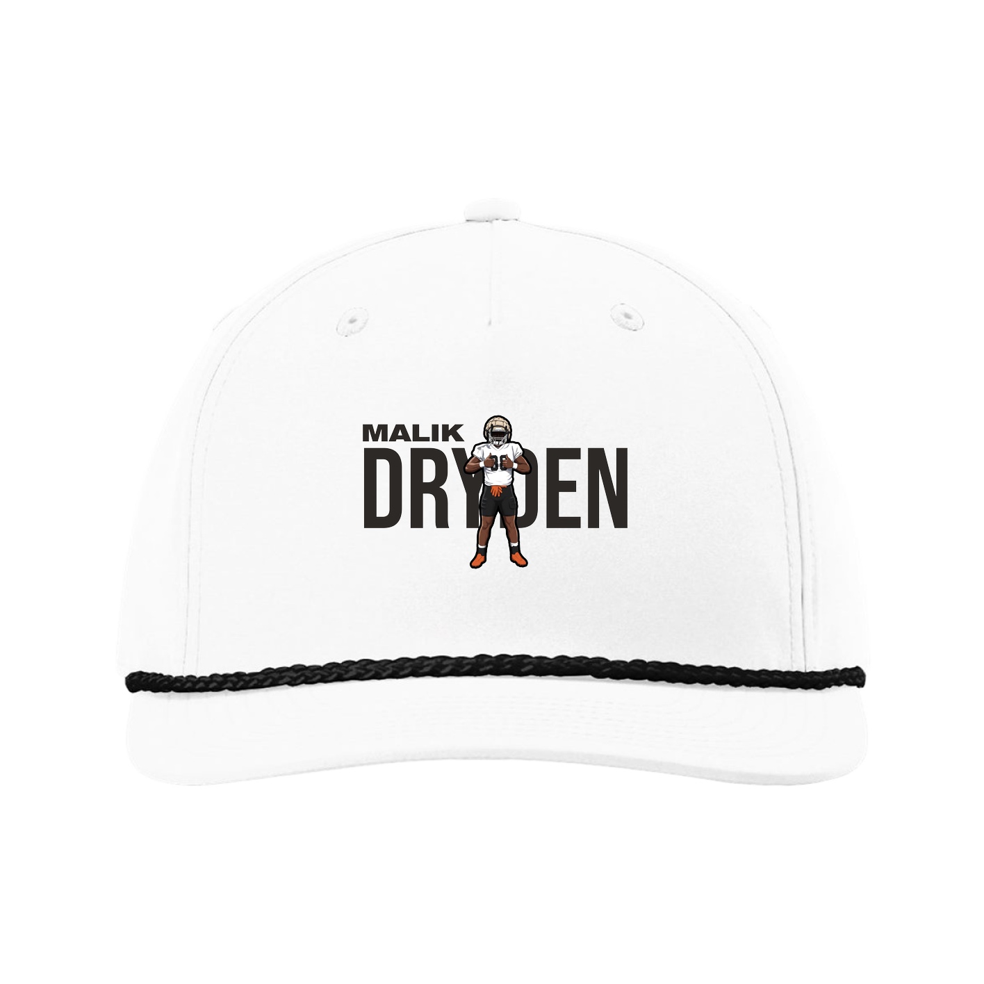 Five-Panel Classic Rope Cap — Player Name in White