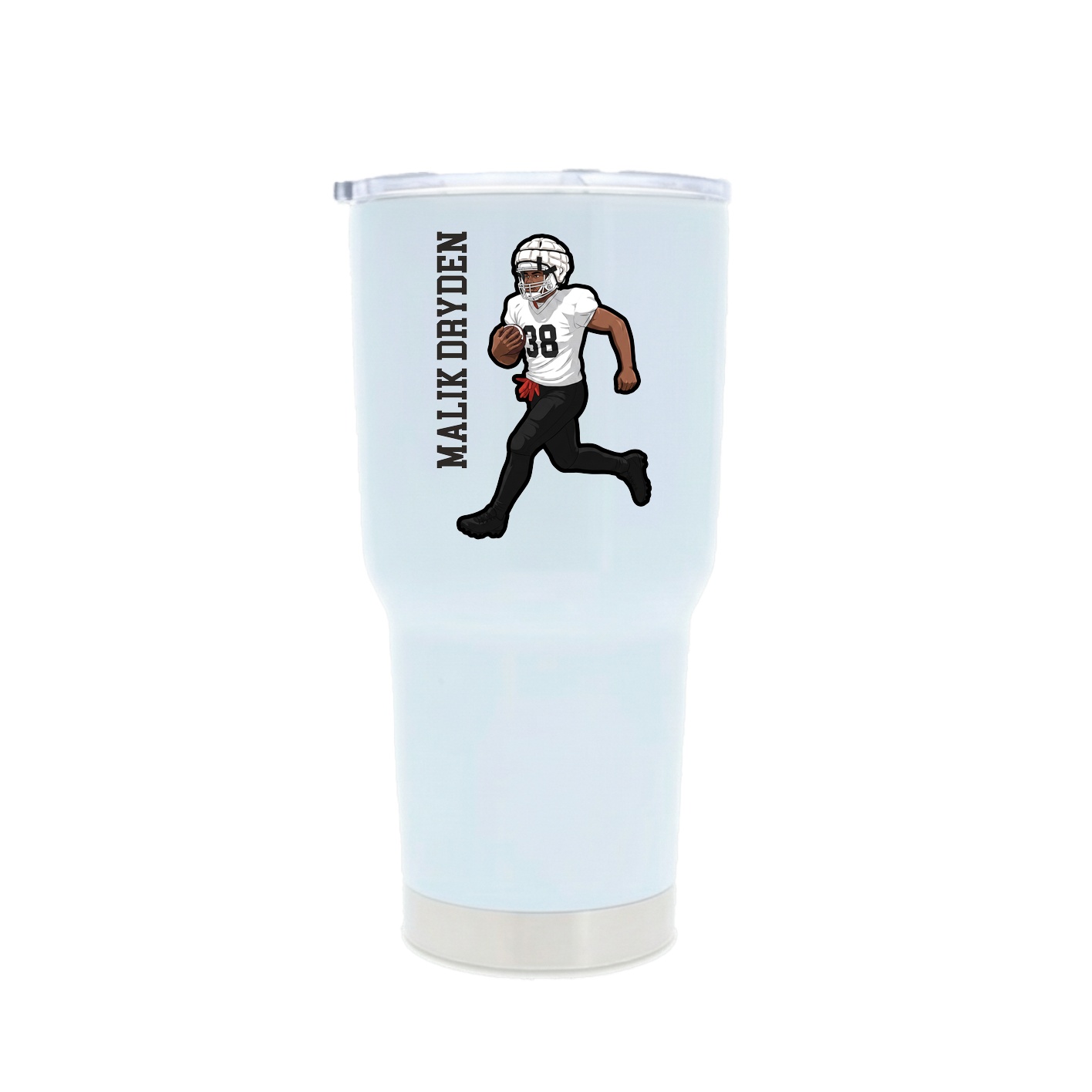 30oz Stainless Steel Tumbler — Name Vertical in White