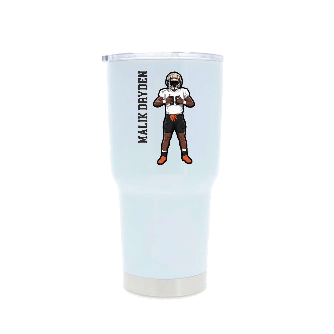 30oz Stainless Steel Tumbler — Name Vertical in White