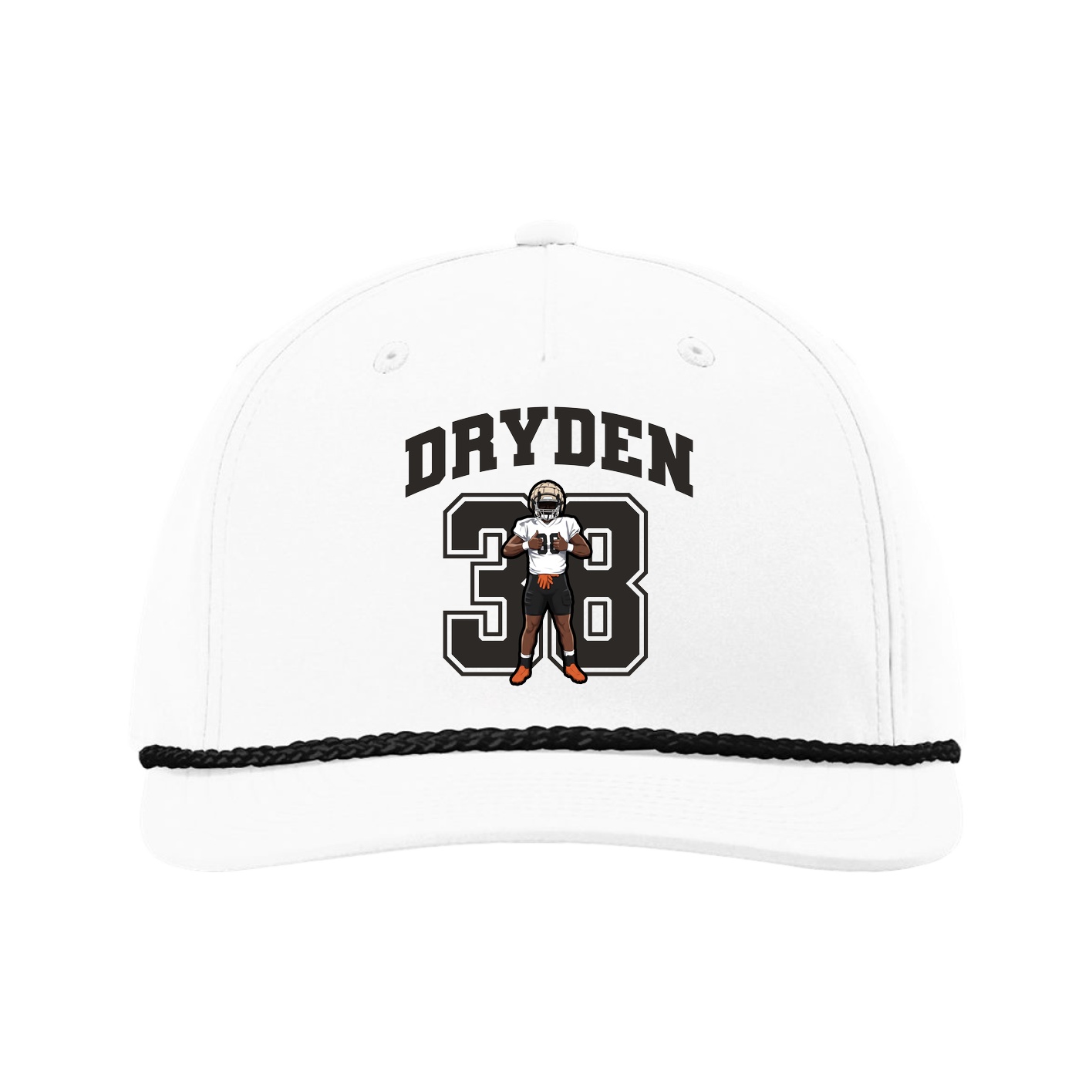 Five-Panel Classic Rope Cap — Number in White