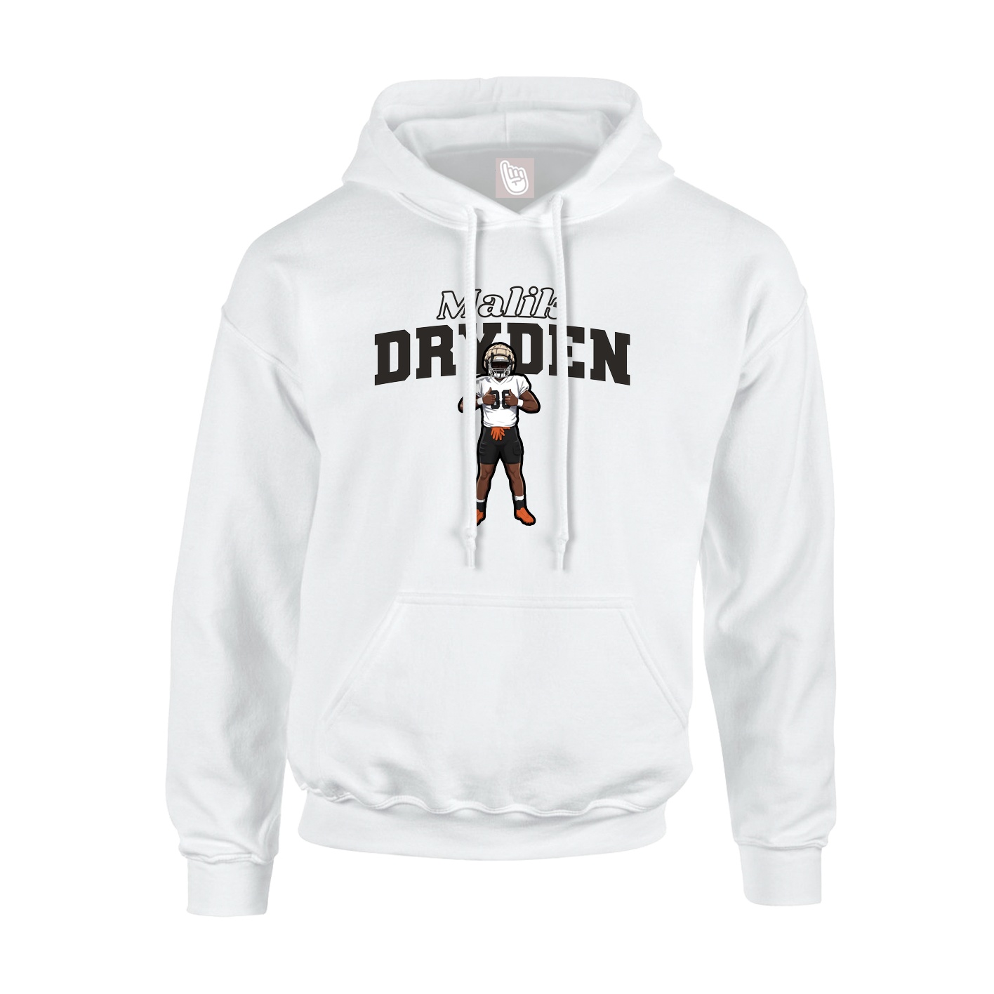 Youth Hoodie — Name Arch in White