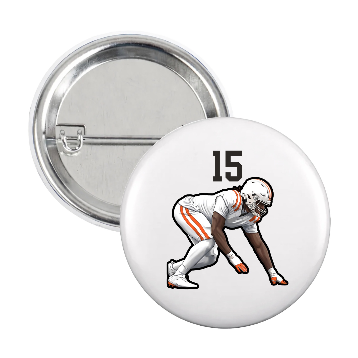 Game Day Button — Number Top in White