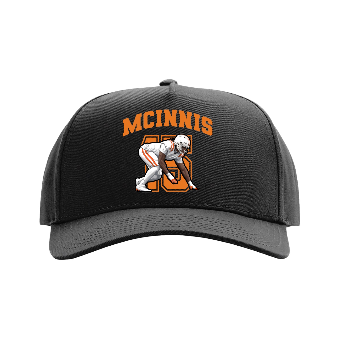 Full Fabric Five-Panel Champ Cap — Number in Black