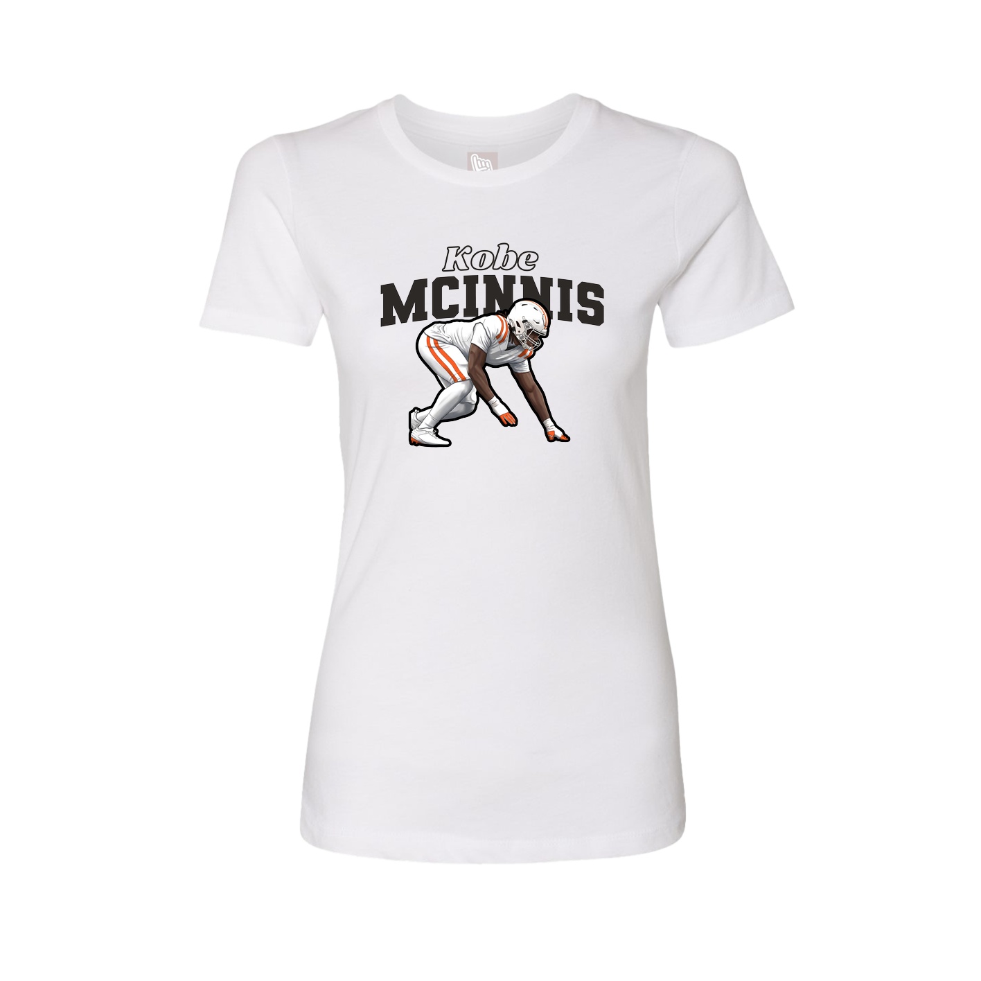 Fitted Women's Tee — Name Arch in White
